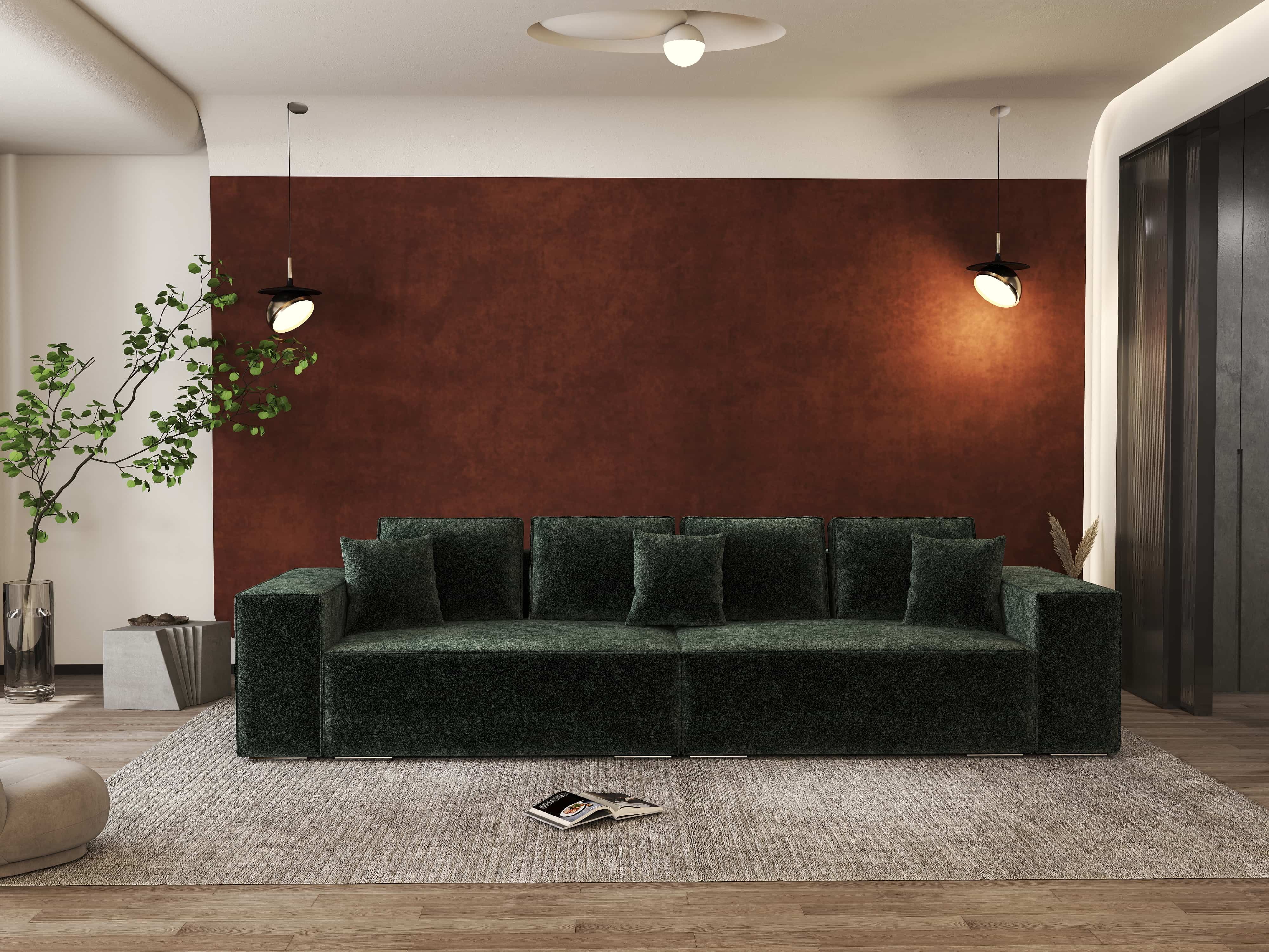 Canapea extensibilă dumonde cu ladă de depozitare si sezut confortabil din spuma HR, Dream Euphoria Verde 310x100 cm Fabrica