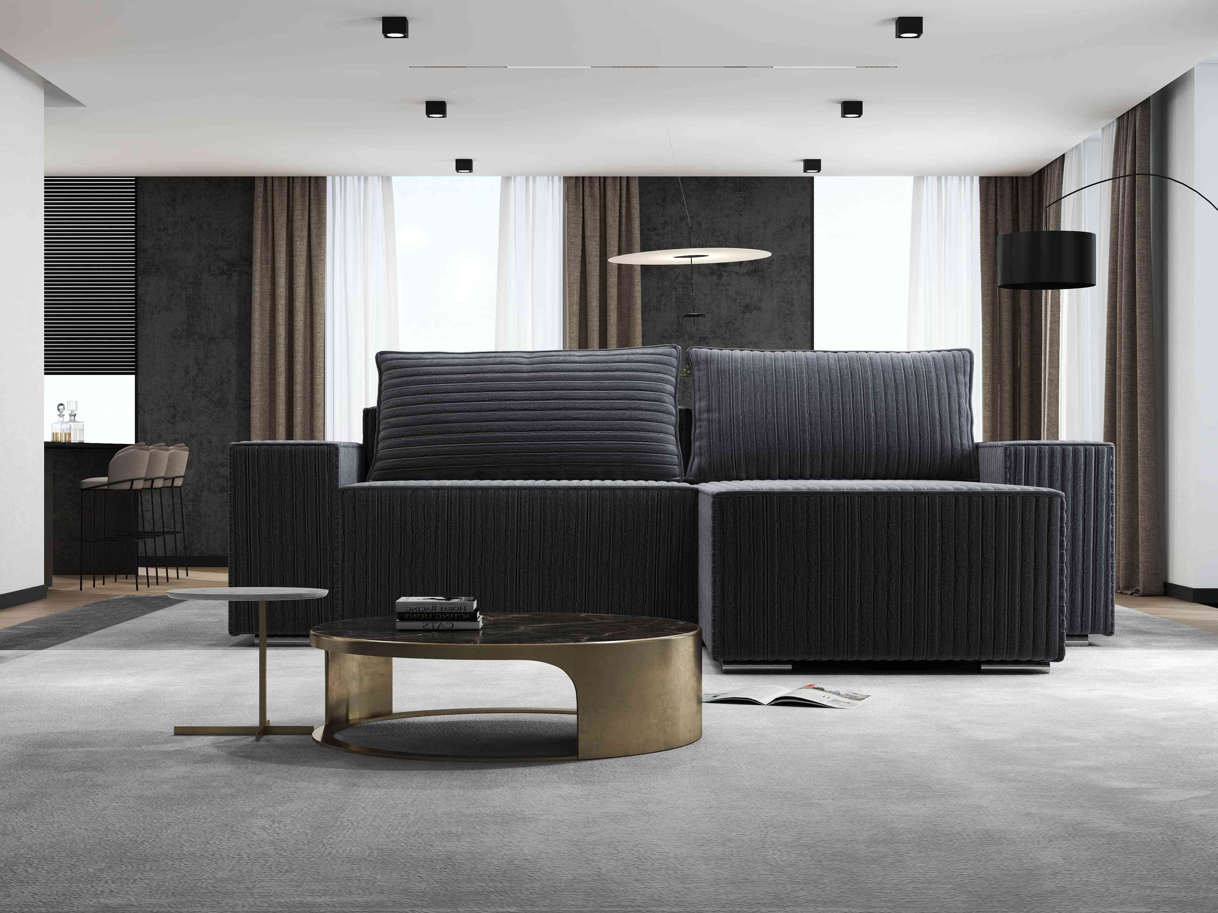 Colțar extensibil dumonde cu ladă de depozitare si sezut confortabil din spuma HR, Dream Ambience Gri 290x185 cm II Fabrica