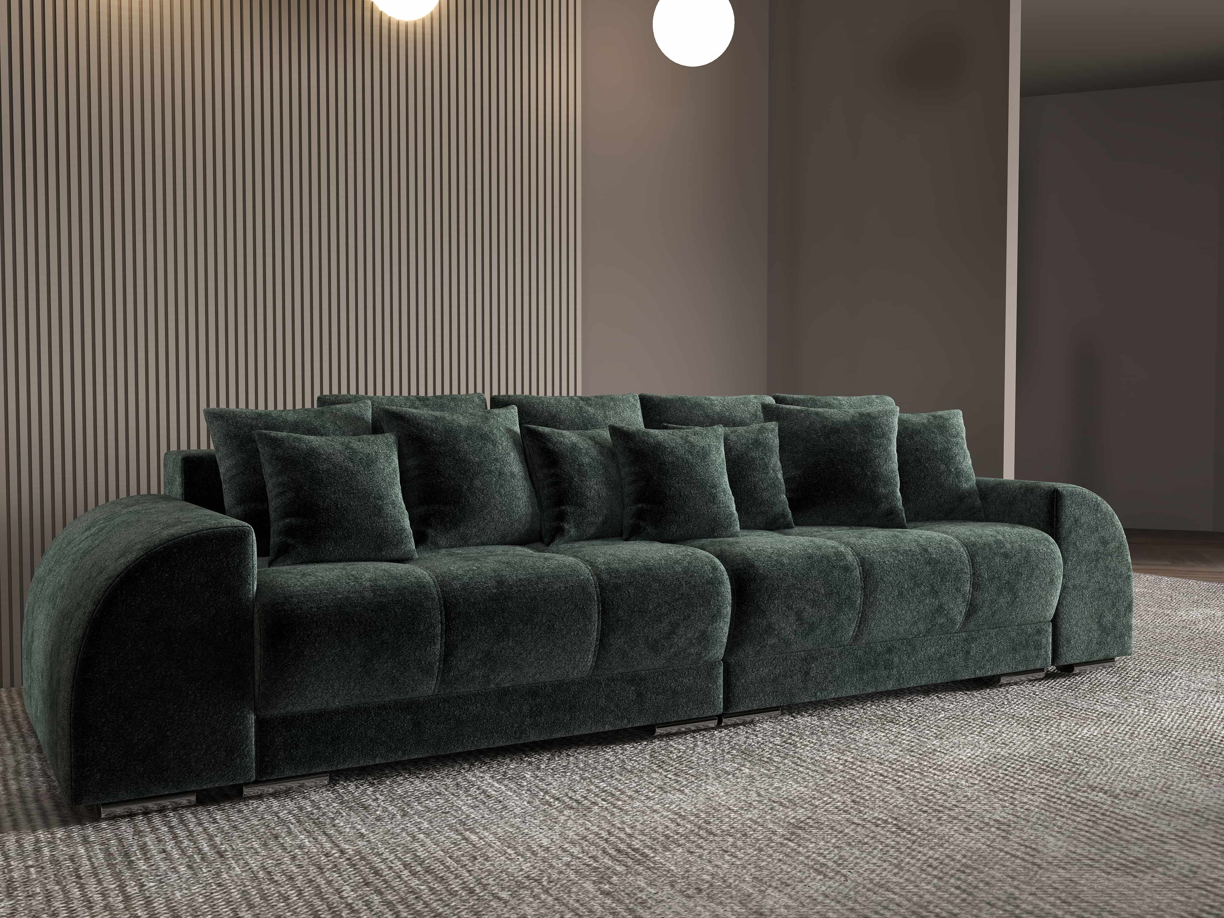 Canapea extensibilă dumonde cu 2 lăzi de depozitare si sezut confortabil din spuma HR, Verona Euphoria Green 310x100 cm Fabrica