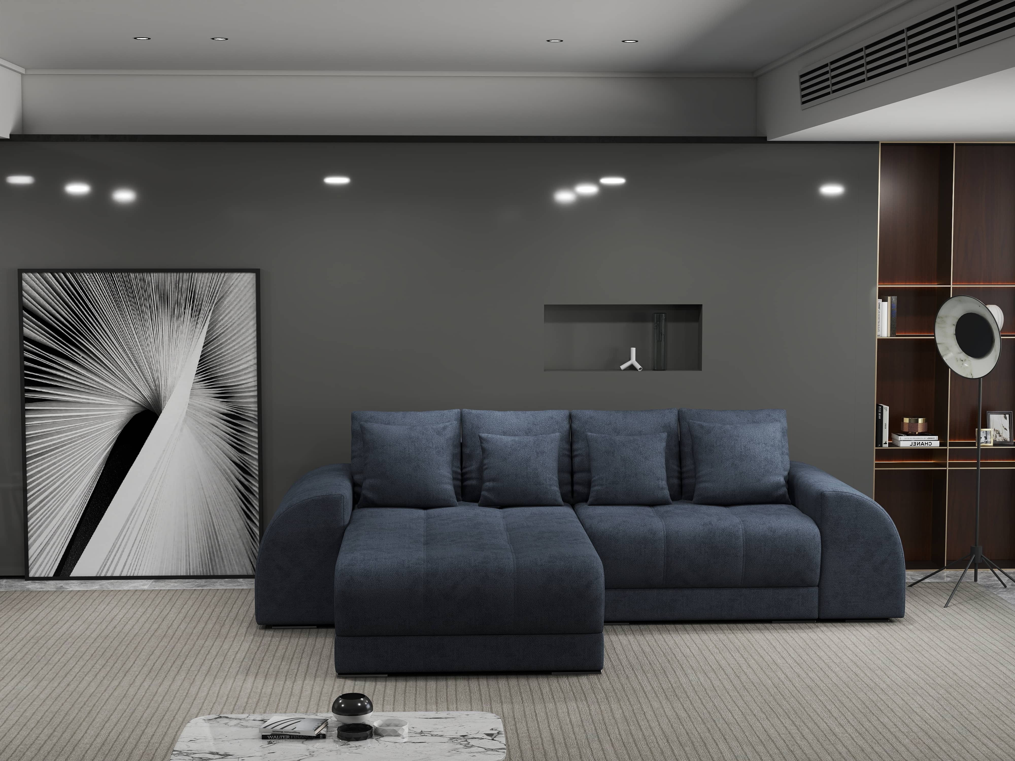 Colțar extensibil dumonde cu ladă de depozitare si sezut confortabil din spuma HR, Verona Enjoy Antracit 290x185 cm Fabrica