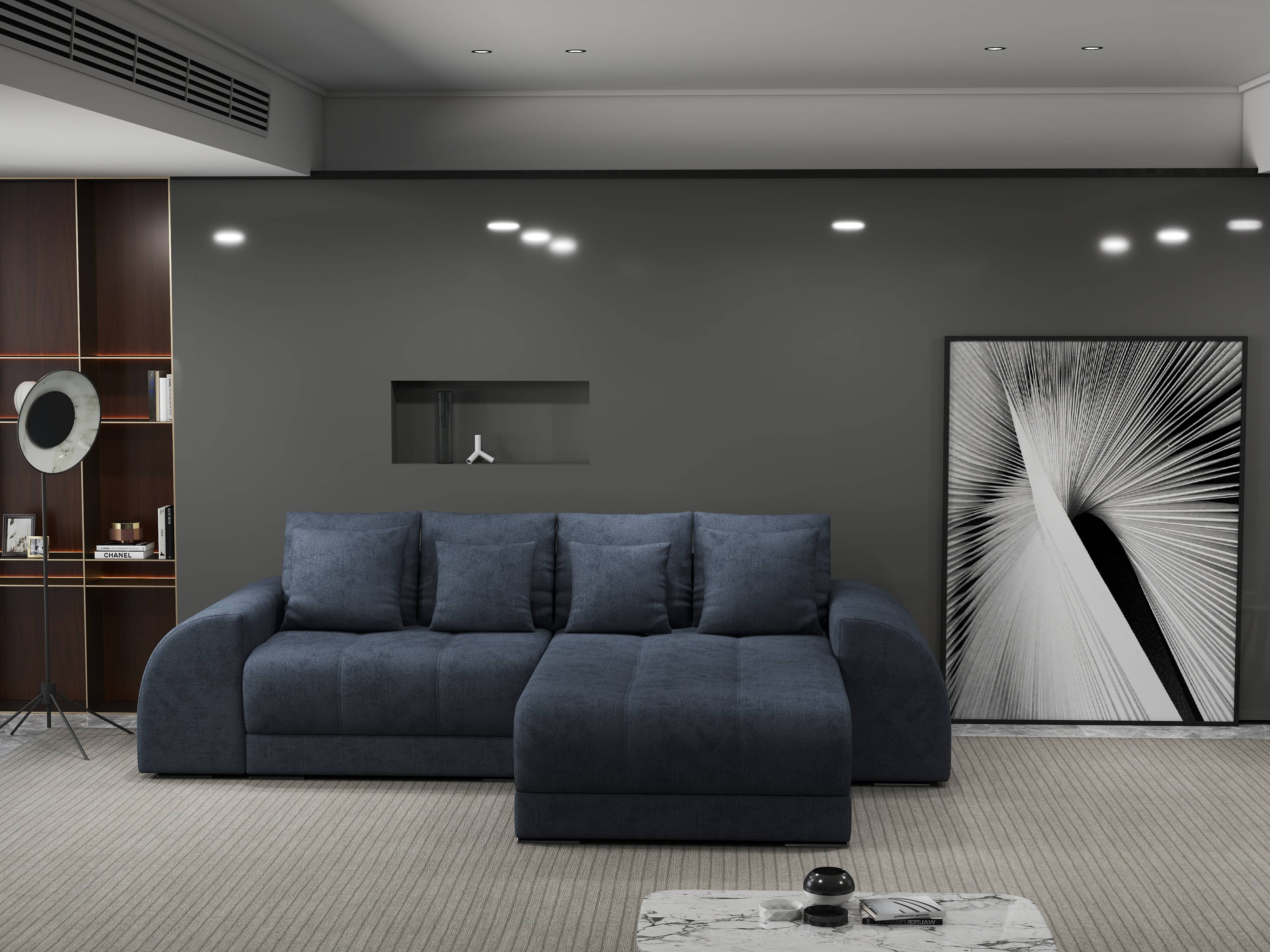 Colțar extensibil dumonde cu ladă de depozitare si sezut confortabil din spuma HR, Verona Enjoy Antracit II 290x185 cm Fabrica