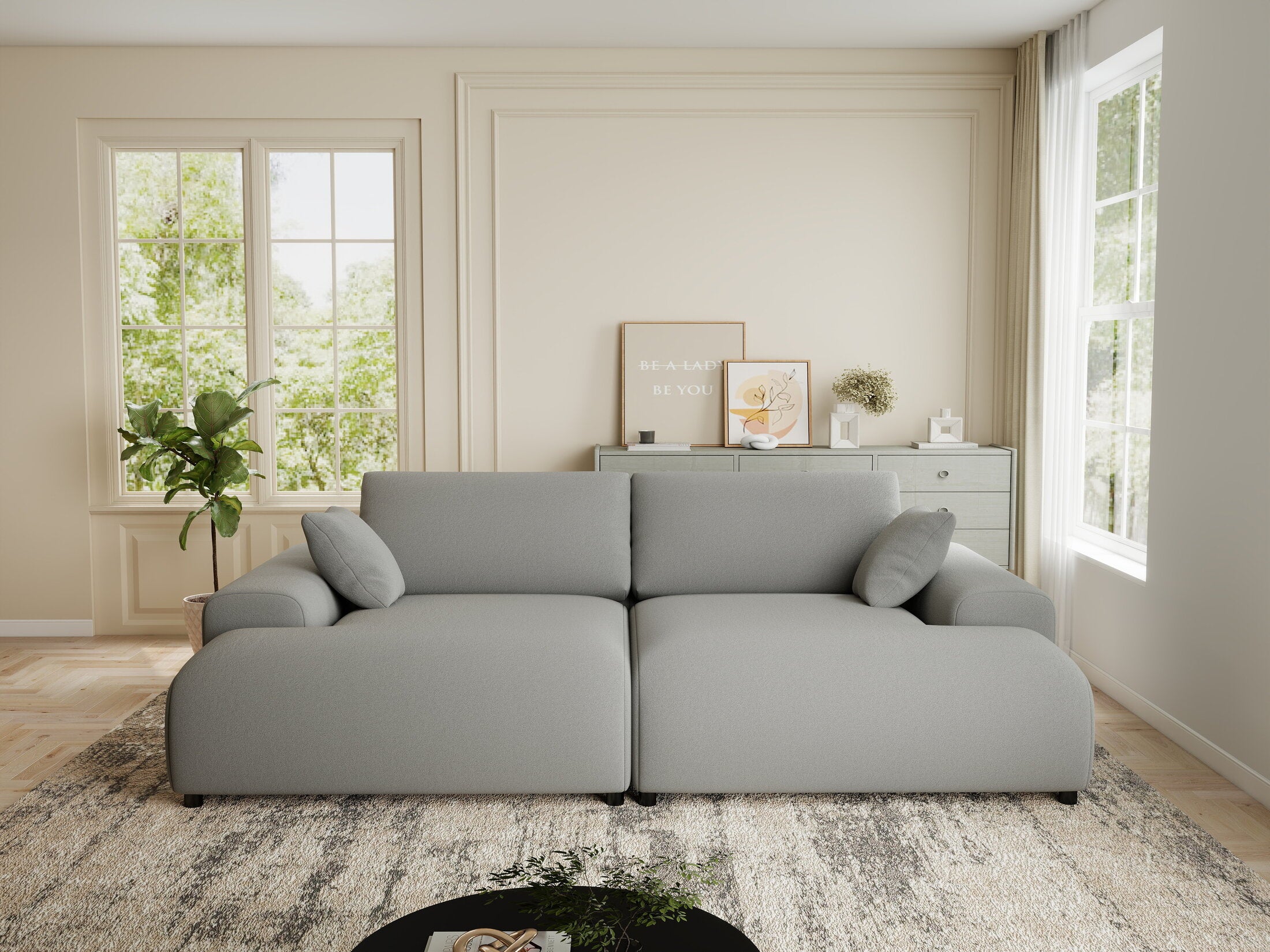 Canapea dumonde cu sezut confortabil din spuma HR, Hudson Royal Gri 237x144 cm