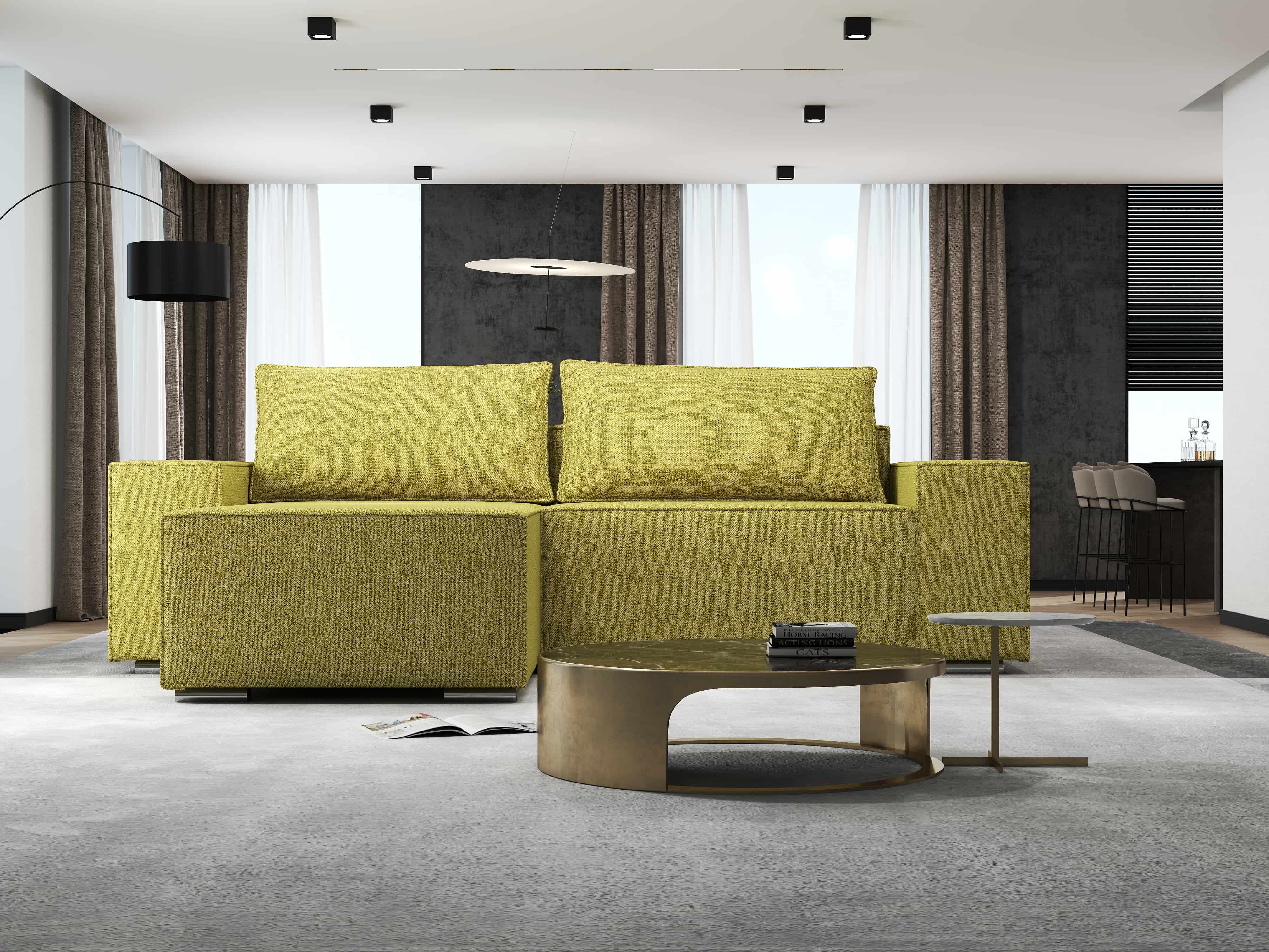 Colțar extensibil dumonde cu ladă de depozitare si sezut confortabil din spuma HR, Dream Enjoy Verde 290x185 cm Fabrica