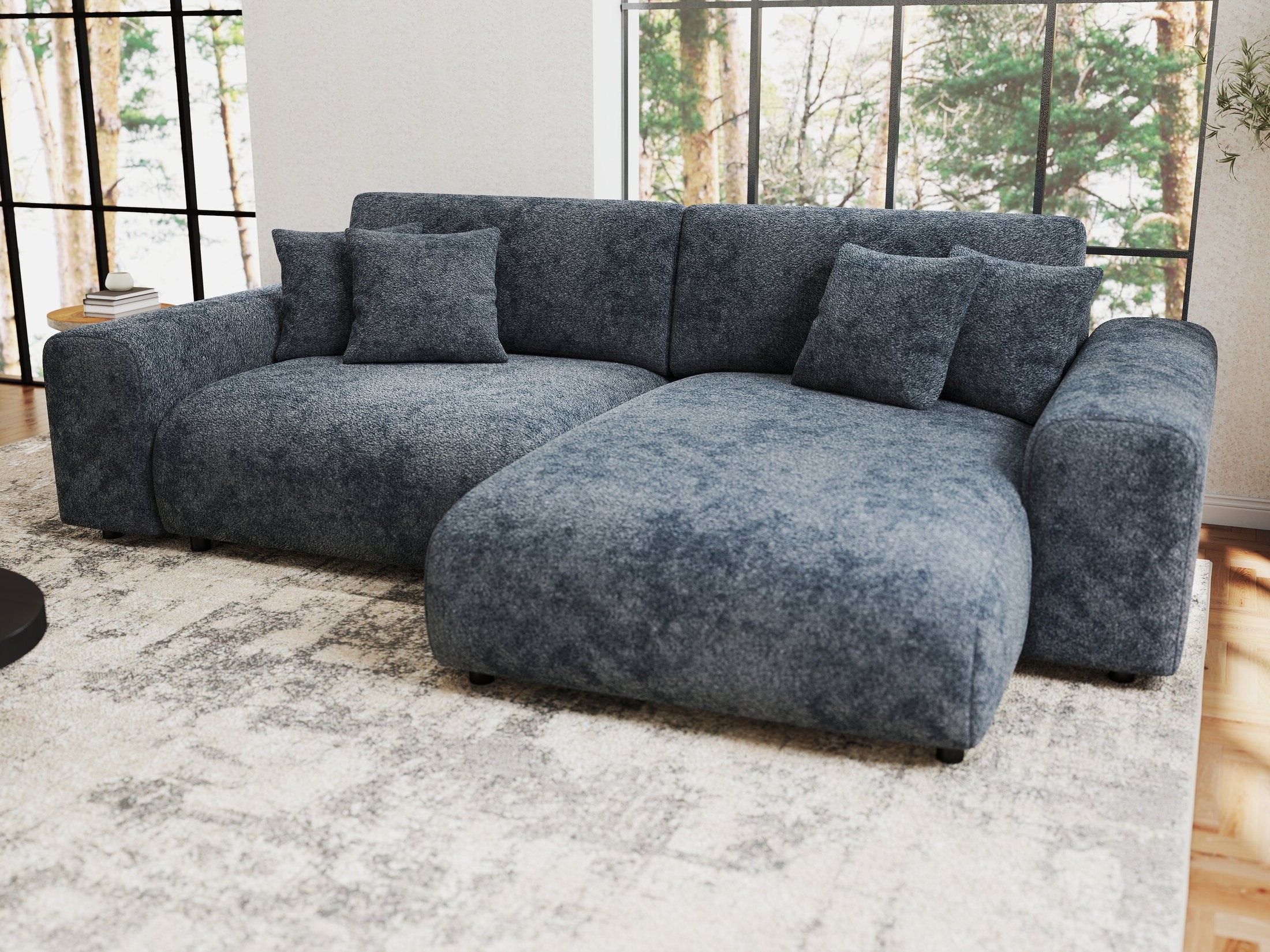 Colțar extensibil dumonde cu ladă de depozitare si sezut confortabil din spuma HR, Sarina Euphoria Gri Grafit 255x168 cm II