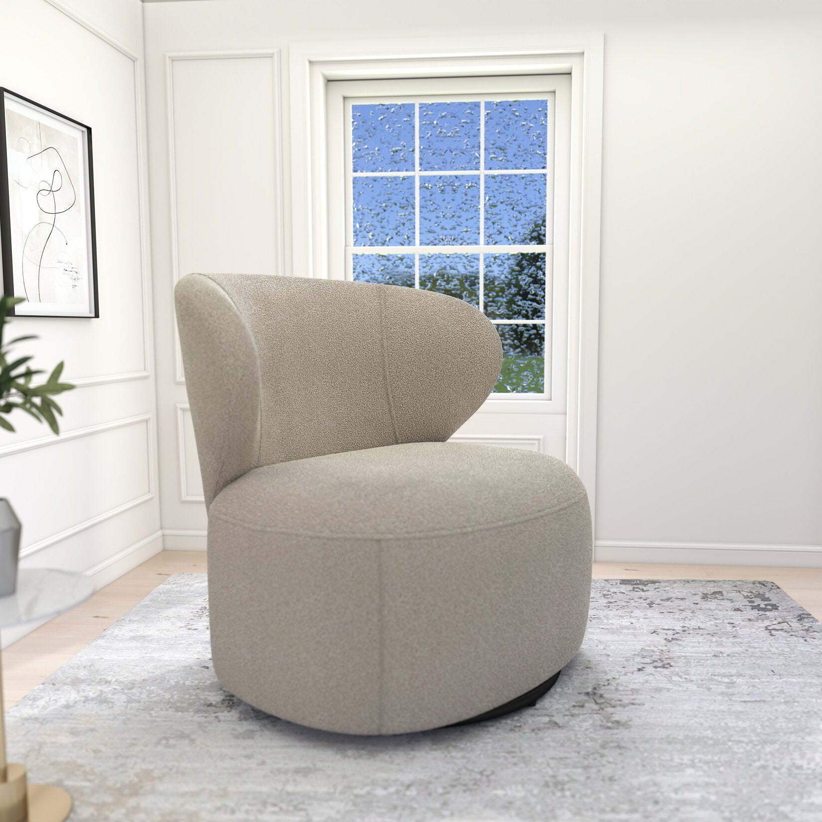 Fotoliu dumonde tapitat Bej modern Monza 73x76cm