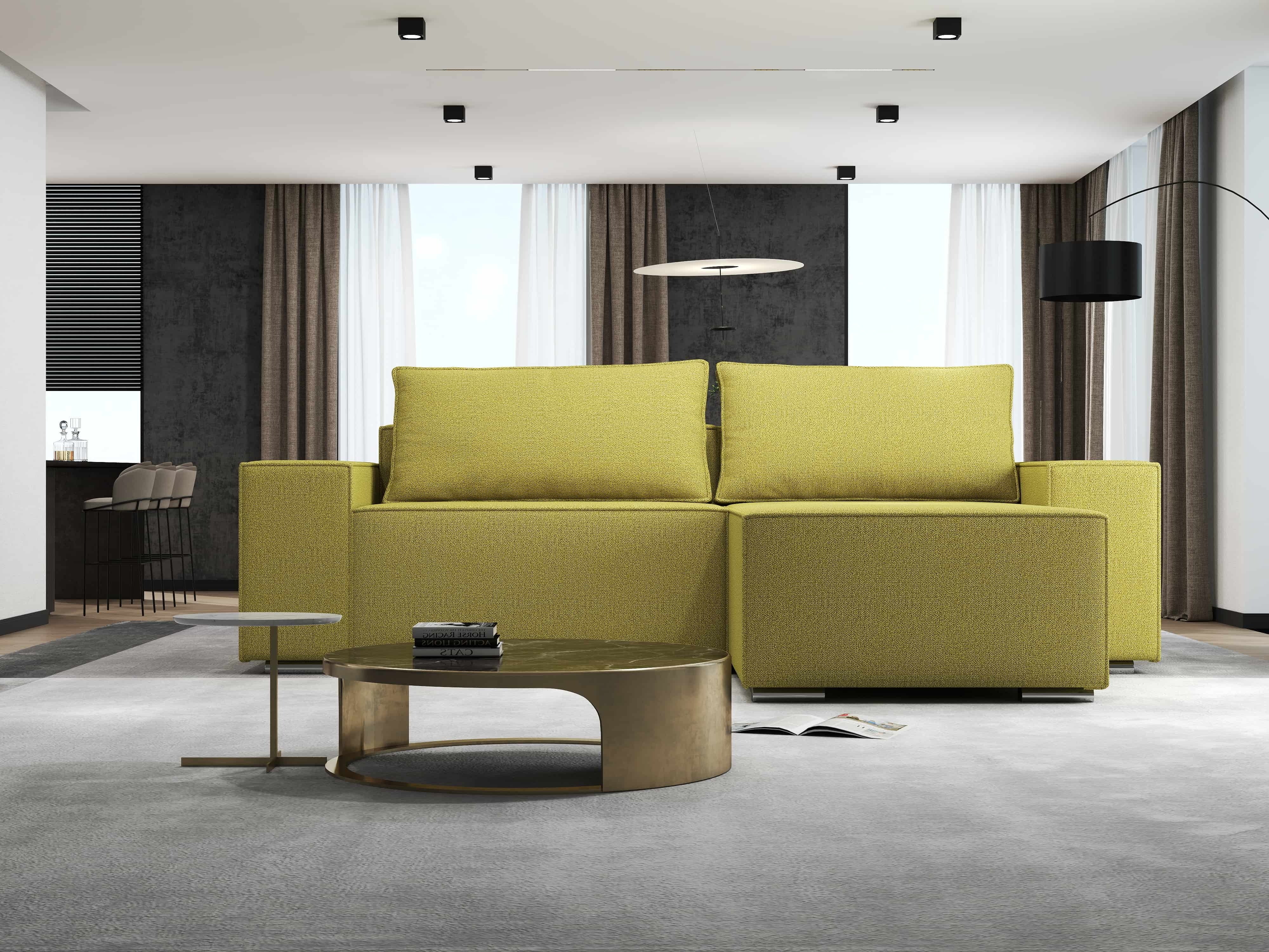 Colțar extensibil dumonde cu ladă de depozitare si sezut confortabil din spuma HR, Dream Enjoy Verde 290x185 cm II Fabrica