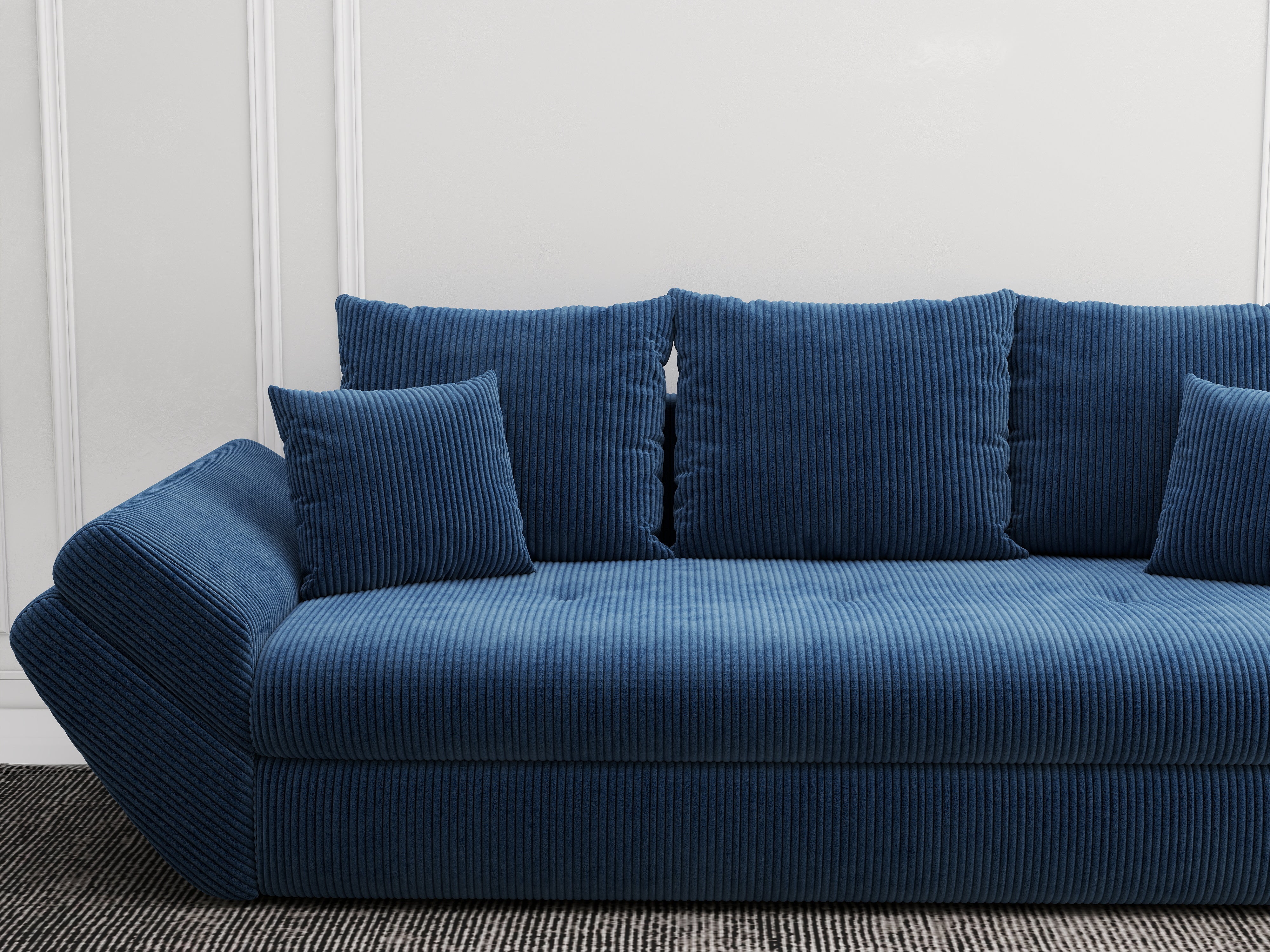 Canapea extensibilă dumonde cu ladă de depozitare si sezut confortabil din spuma HR, Loana Zoom Blue 250x100 cm Fabrica