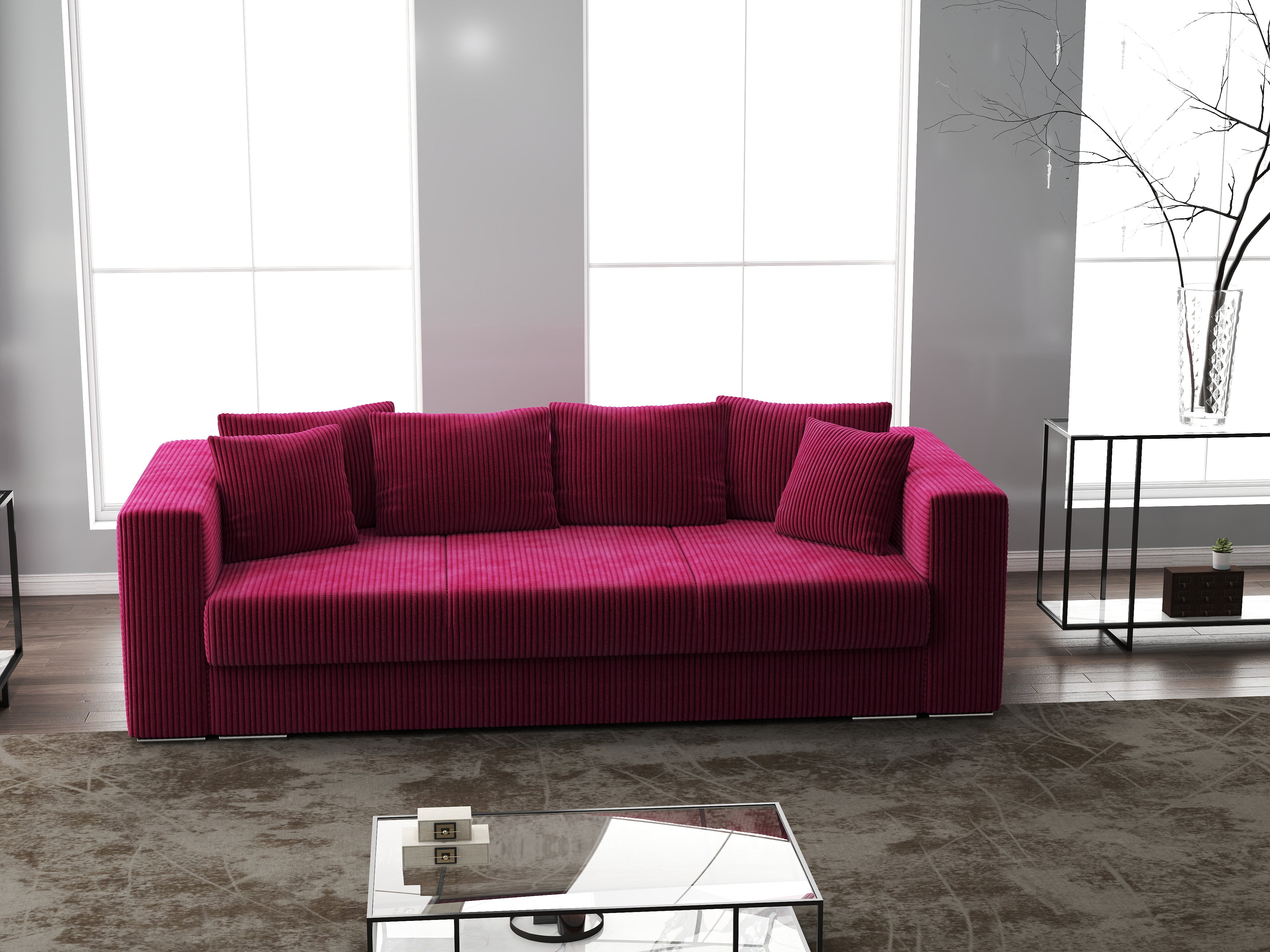 Canapea extensibilă dumonde cu ladă de depozitare si sezut confortabil din spuma HR, Gloria Zoom Red 240x100 cm Fabrica