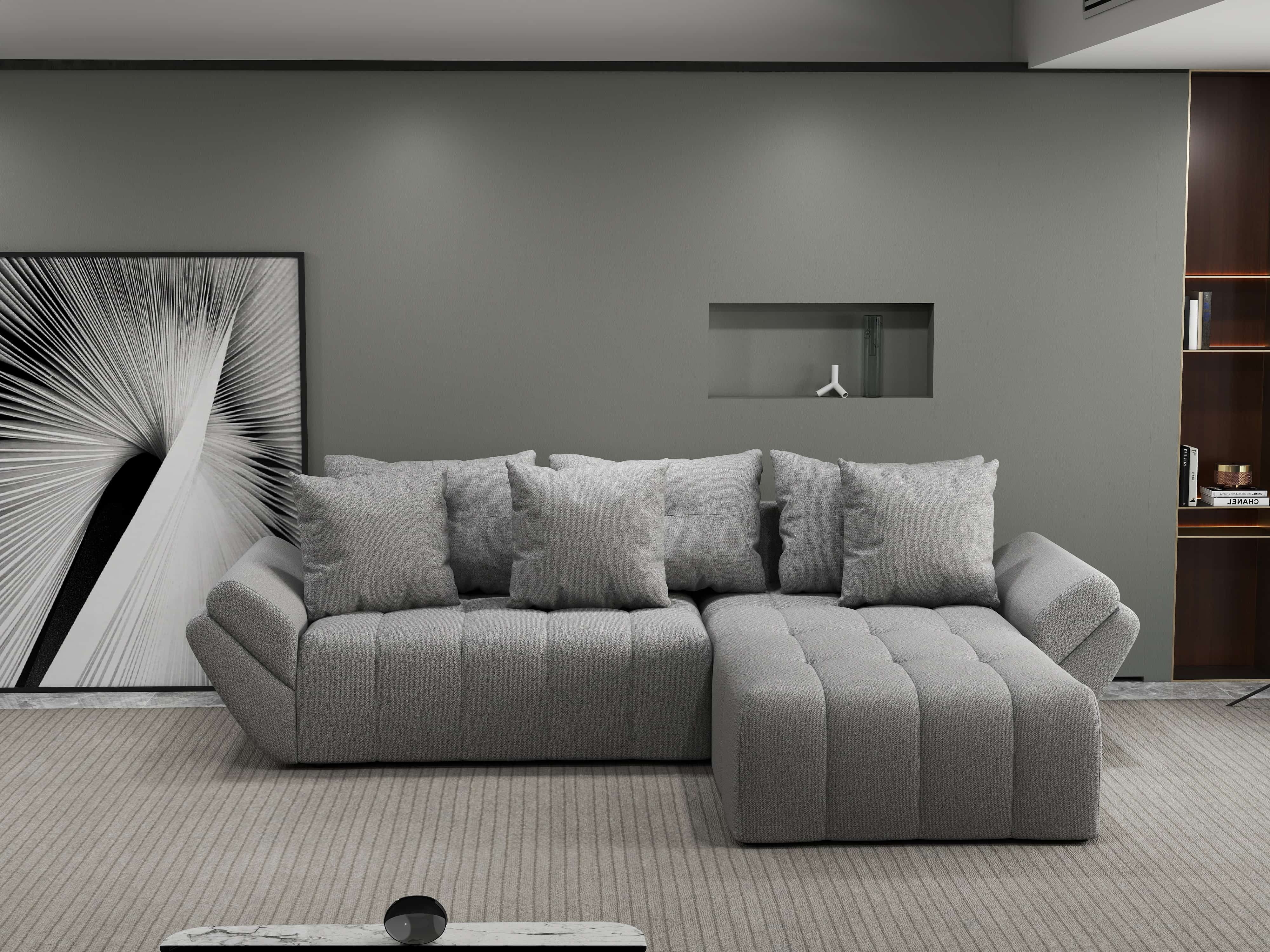 Colțar extensibil dumonde cu ladă de depozitare si sezut confortabil din spuma HR, Berlin Enjoy Gri 280x185 cm II Fabrica