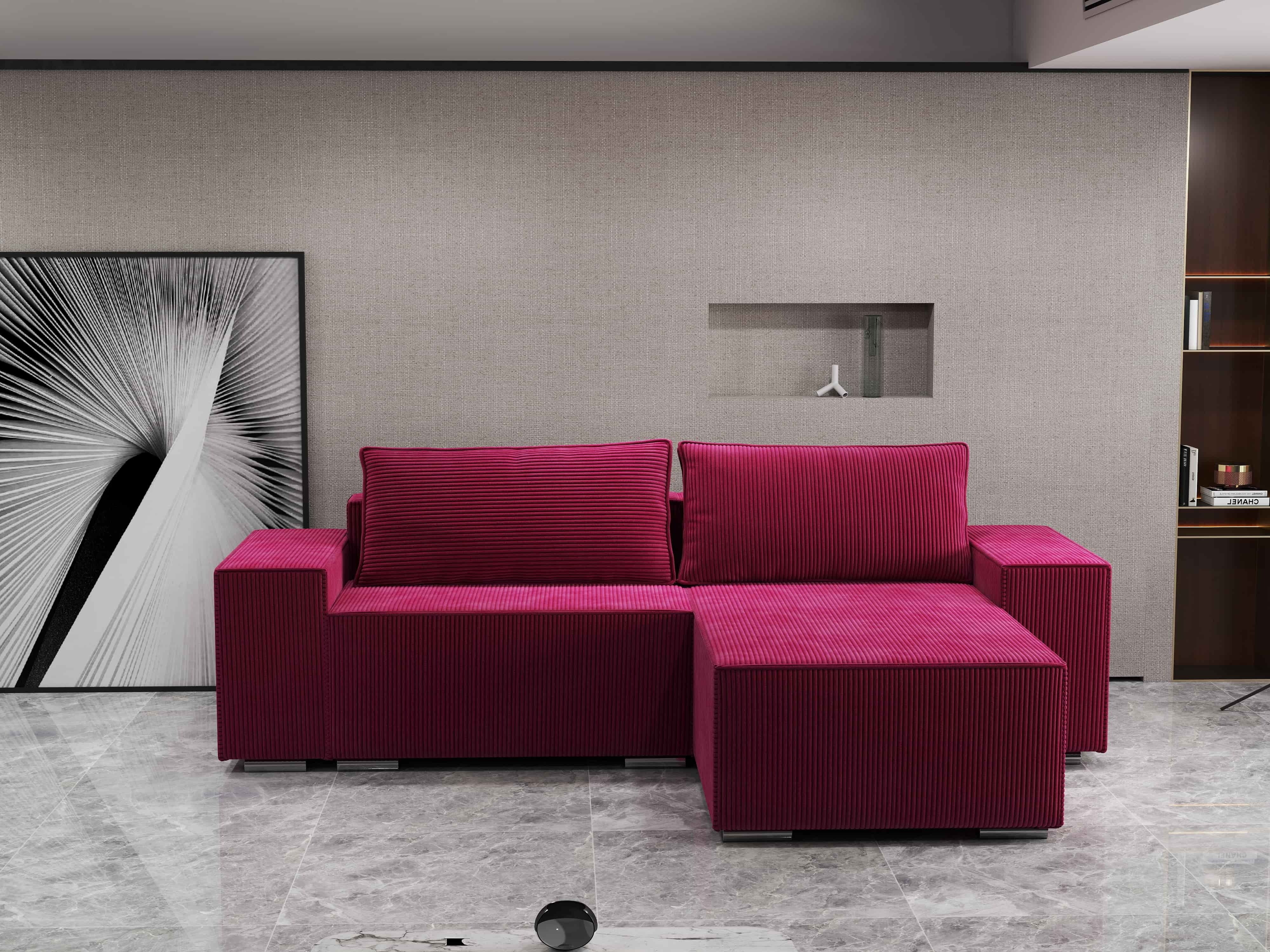 Colțar extensibil dumonde cu ladă de depozitare si sezut confortabil din spuma HR, Dream Zoom Rosu 290x185 cm II Fabrica