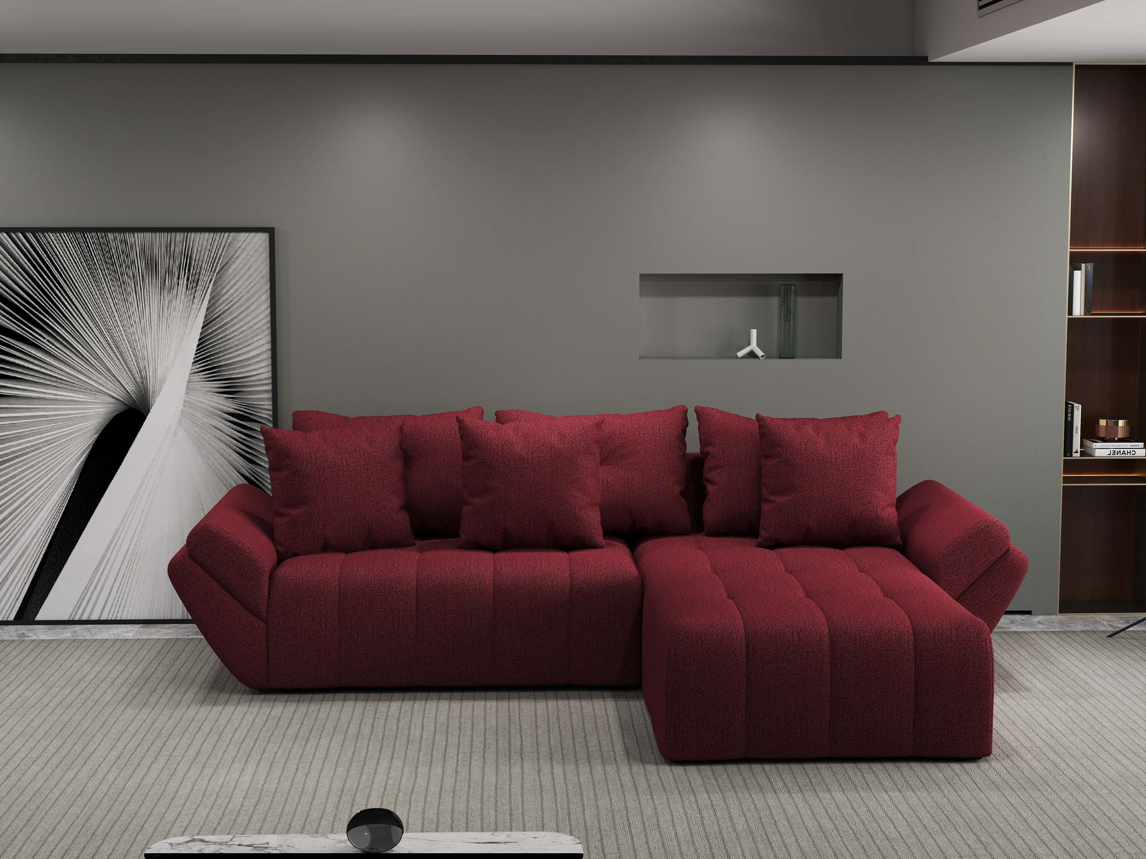 Colțar extensibil dumonde cu ladă de depozitare si sezut confortabil din spuma HR, Berlin Enjoy Rosu 280x185 cm II Fabrica