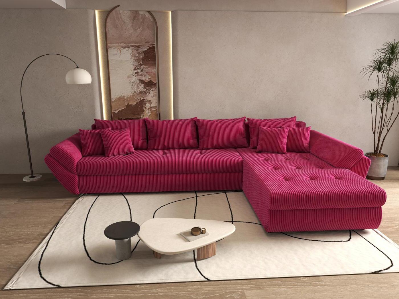 Colțar extensibil dumonde cu ladă de depozitare si sezut confortabil din spuma HR, Loana XL Zoom Rosu II 335x185 cm Fabrica