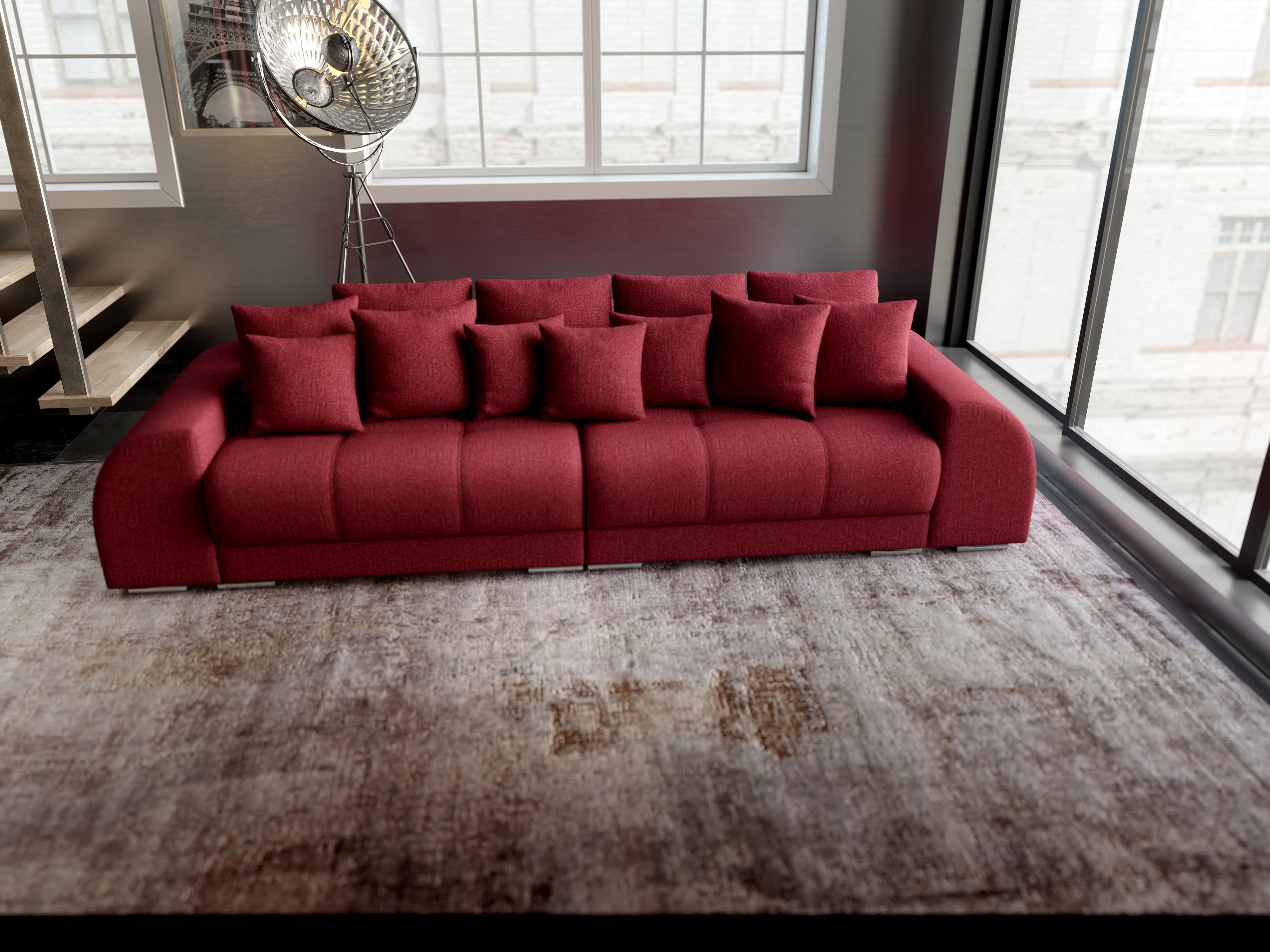 Canapea extensibilă dumonde cu 2 lăzi de depozitare si sezut confortabil din spuma HR, Verona Enjoy Red 310x100 cm Fabrica