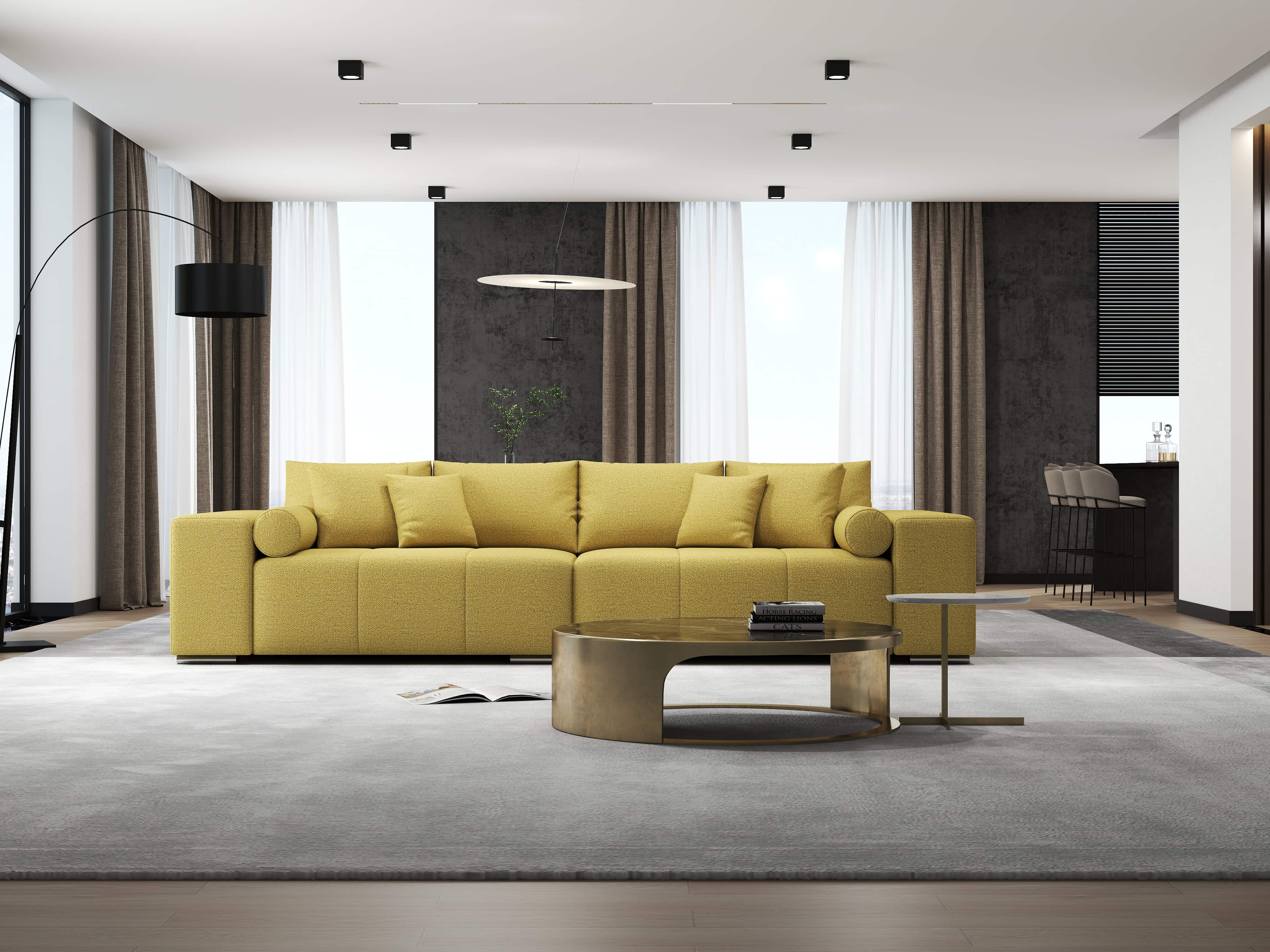 Canapea extensibilă dumonde cu ladă de depozitare si sezut confortabil din spuma HR, Marbela Enjoy Melon XXL 295x100 cm fabrica