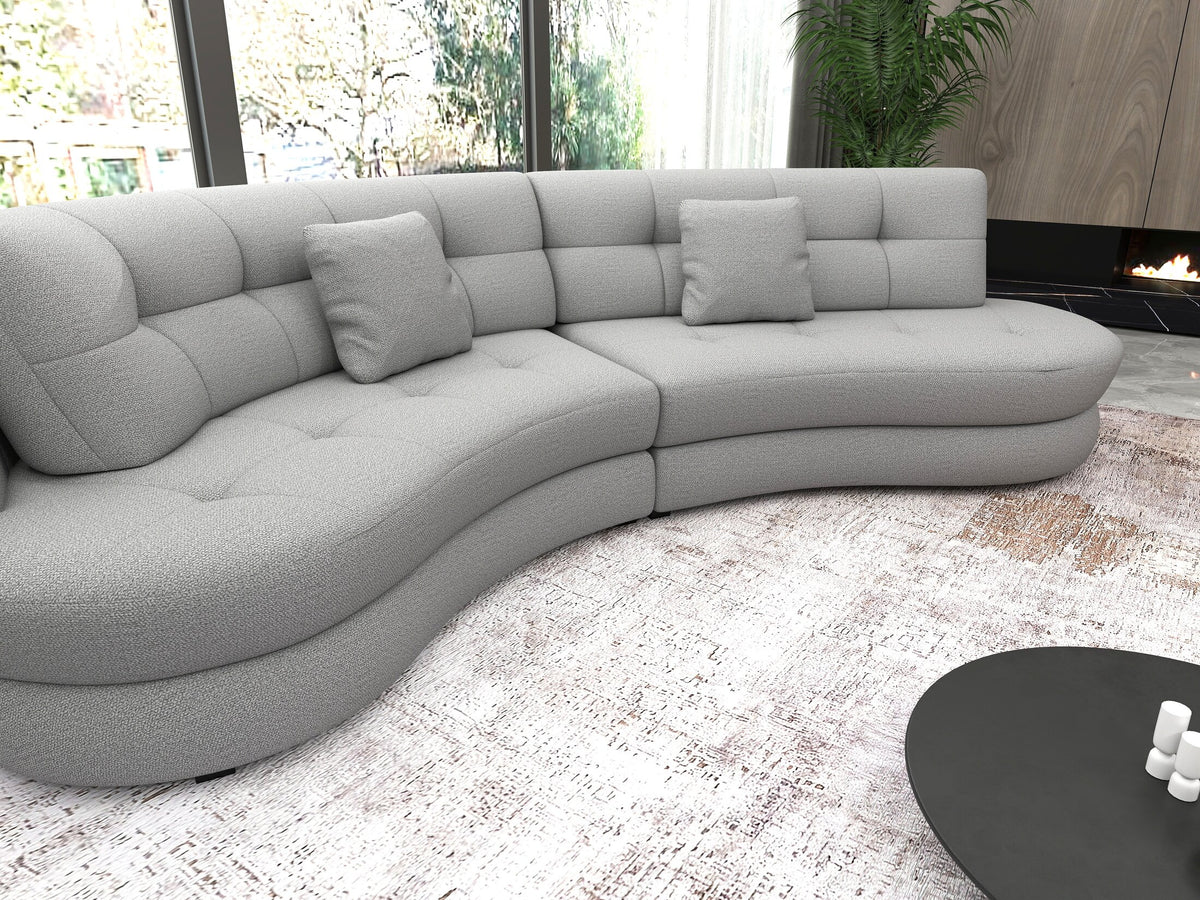 Canapea semirotunda dumonde cu șezut confortabil din spumă HR, Roma Enjoy Gri 300x160 cm