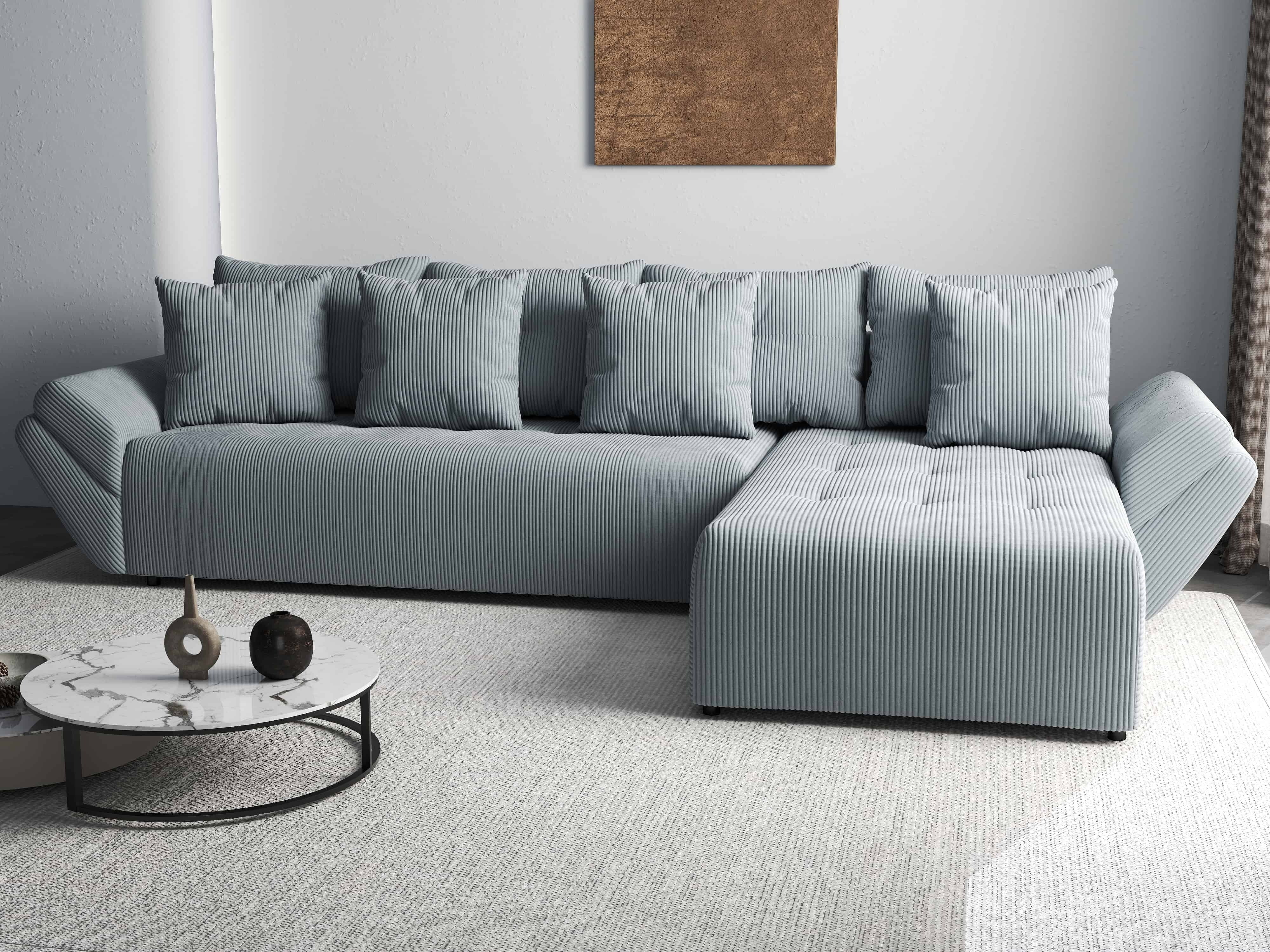 Colțar extensibil dumonde cu ladă de depozitare si sezut confortabil din spuma HR, Berlin XL Zoom Grey II 350x185 cm Fabrica