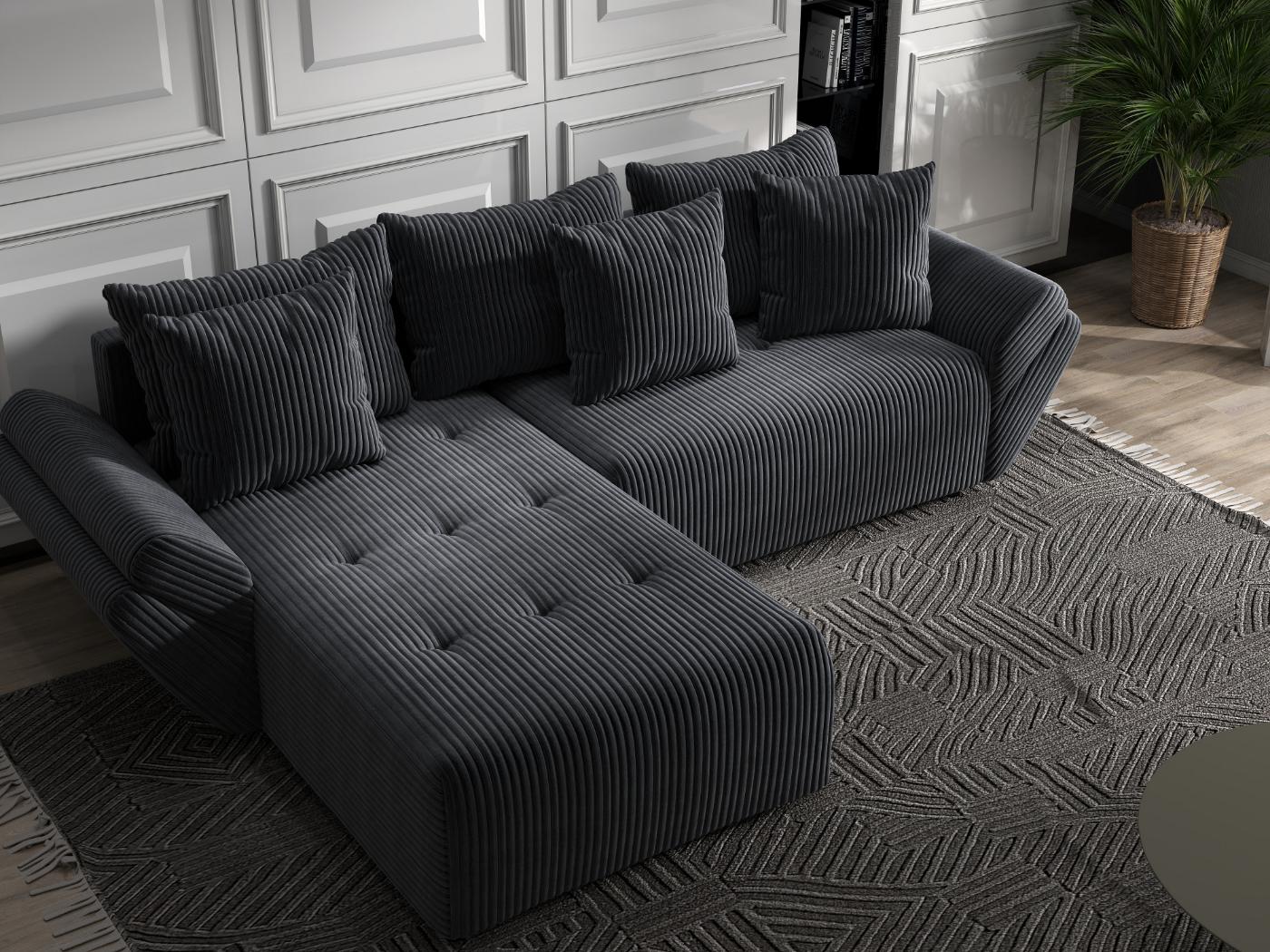 Colțar extensibil dumonde cu ladă de depozitare si sezut confortabil din spuma HR, Berlin Ambience Gri 280x185 cm Fabrica