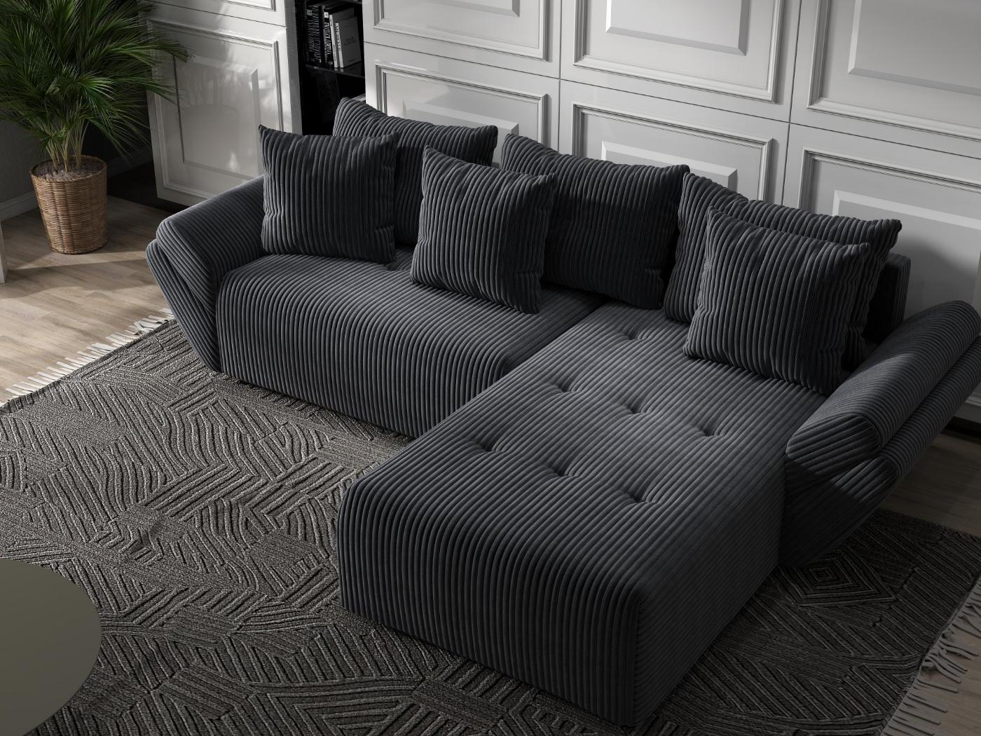 Colțar extensibil dumonde cu ladă de depozitare si sezut confortabil din spuma HR, Berlin Ambience Gri 280x185 cm II Fabrica