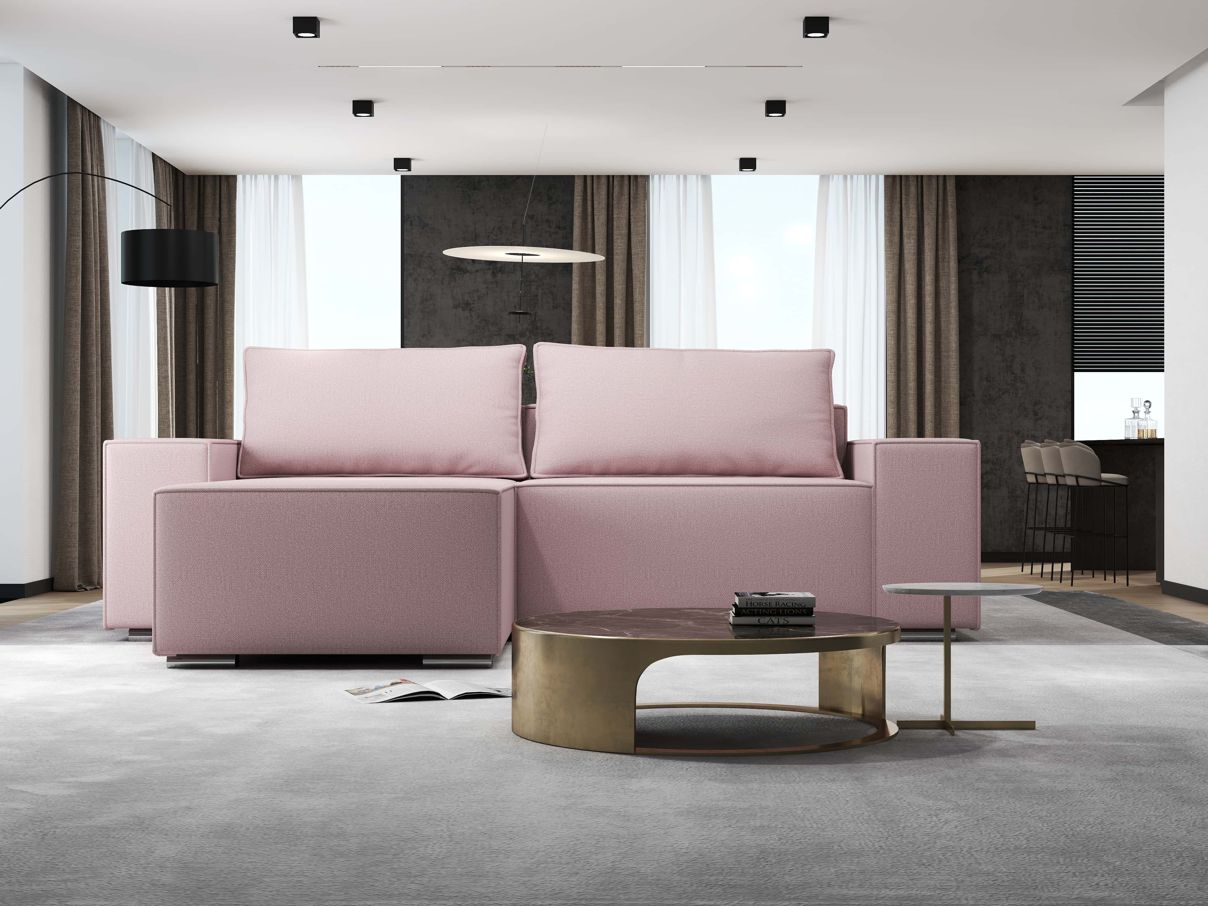 Colțar extensibil dumonde cu ladă de depozitare si sezut confortabil din spuma HR, Dream Enjoy Flamingo 290x185 cm Fabrica