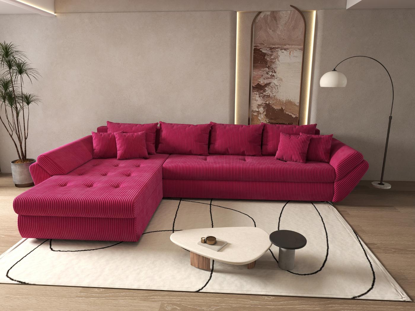 Colțar extensibil dumonde cu ladă de depozitare si sezut confortabil din spuma HR, Loana XL Zoom Rosu 335x185 cm Fabrica