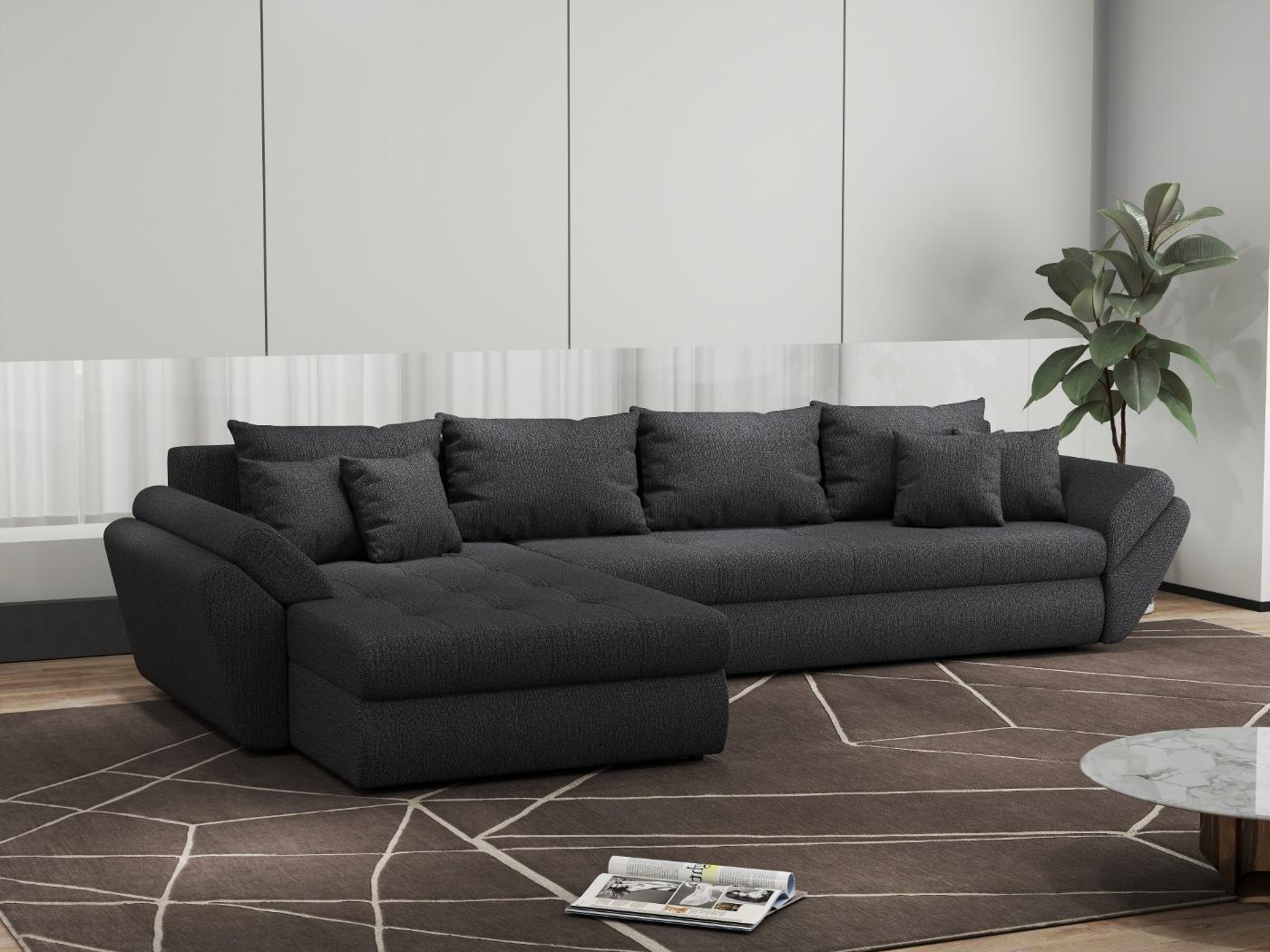 Colțar extensibil dumonde cu ladă de depozitare si sezut confortabil din spuma HR, Loana XL Enjoy Grafit 335x185 cm Fabrica