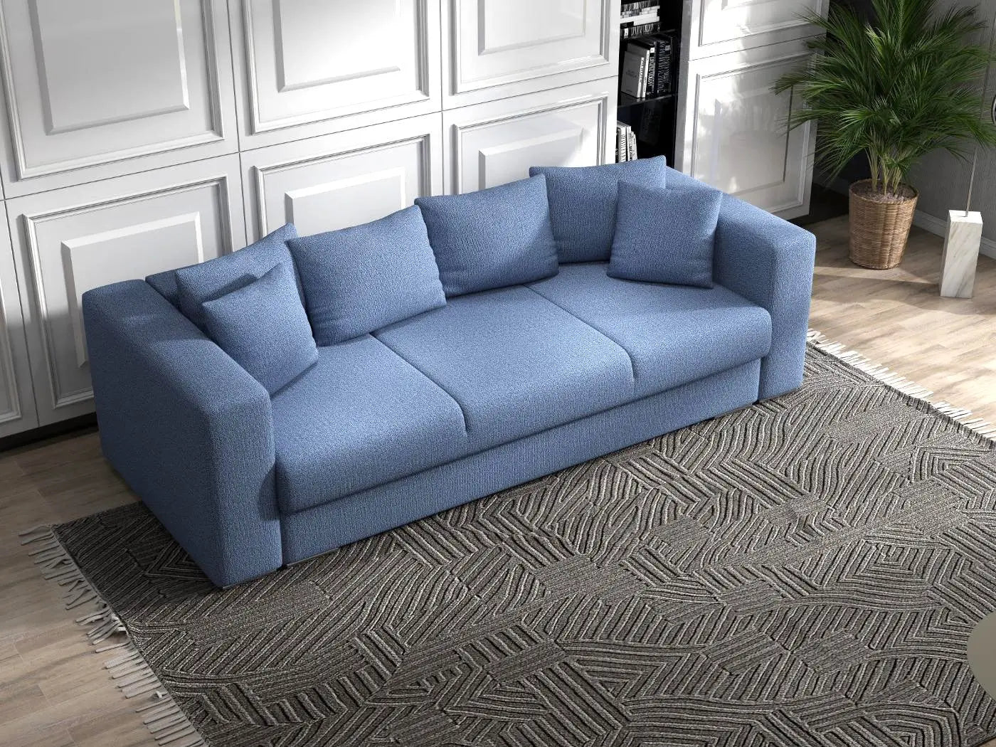 Canapea extensibilă dumonde cu ladă de depozitare si sezut confortabil din spuma HR, Gloria Blue 240x100 cm Fabrica