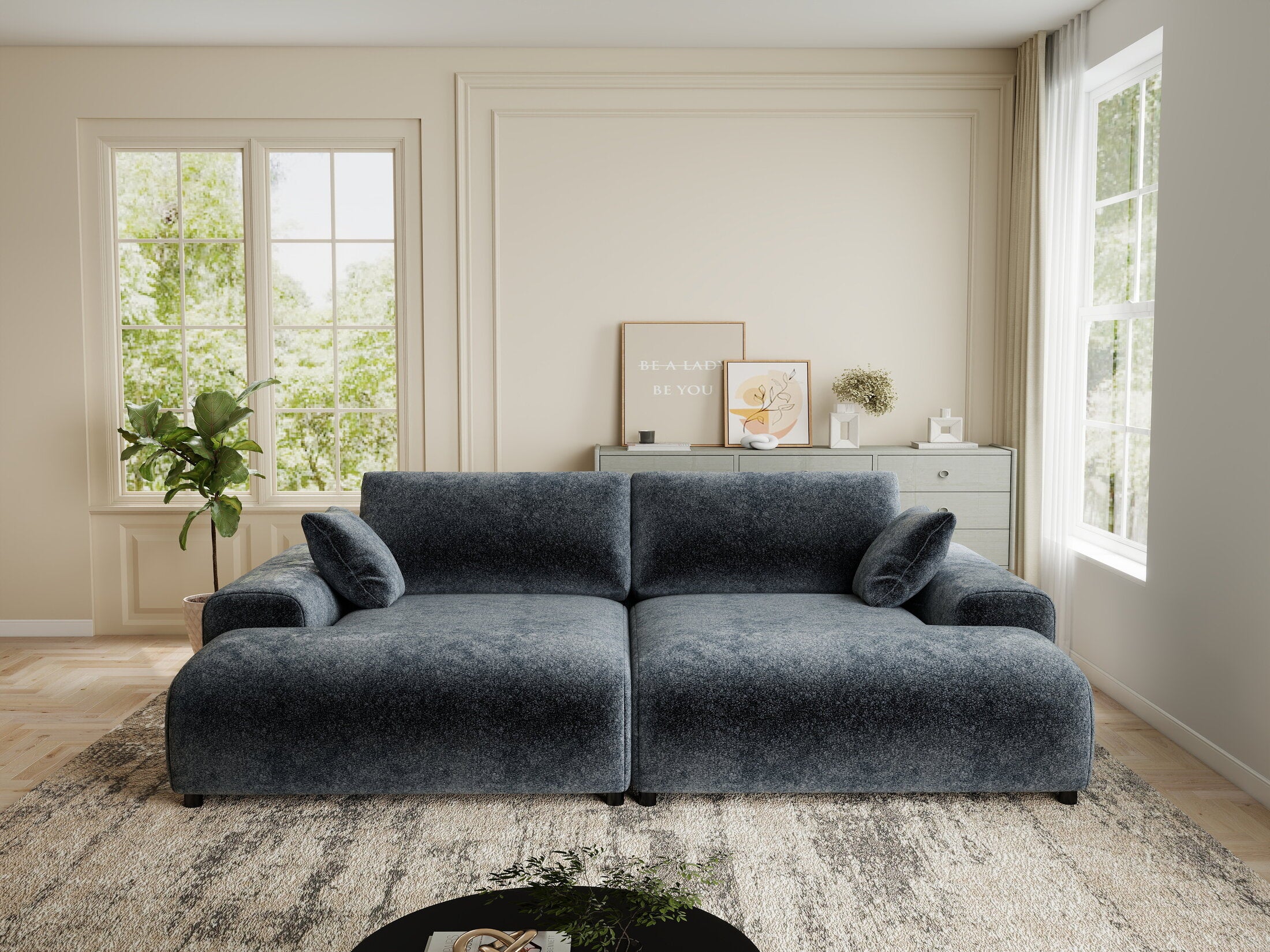 Canapea dumonde cu sezut confortabil din spuma HR, Hudson Euphoria Gri Grafit 237x144 cm