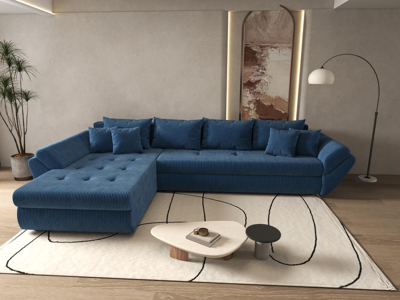 Colțar extensibil dumonde cu ladă de depozitare si sezut confortabil din spuma HR, Loana XL Zoom Albastru 335x185 cm Fabrica