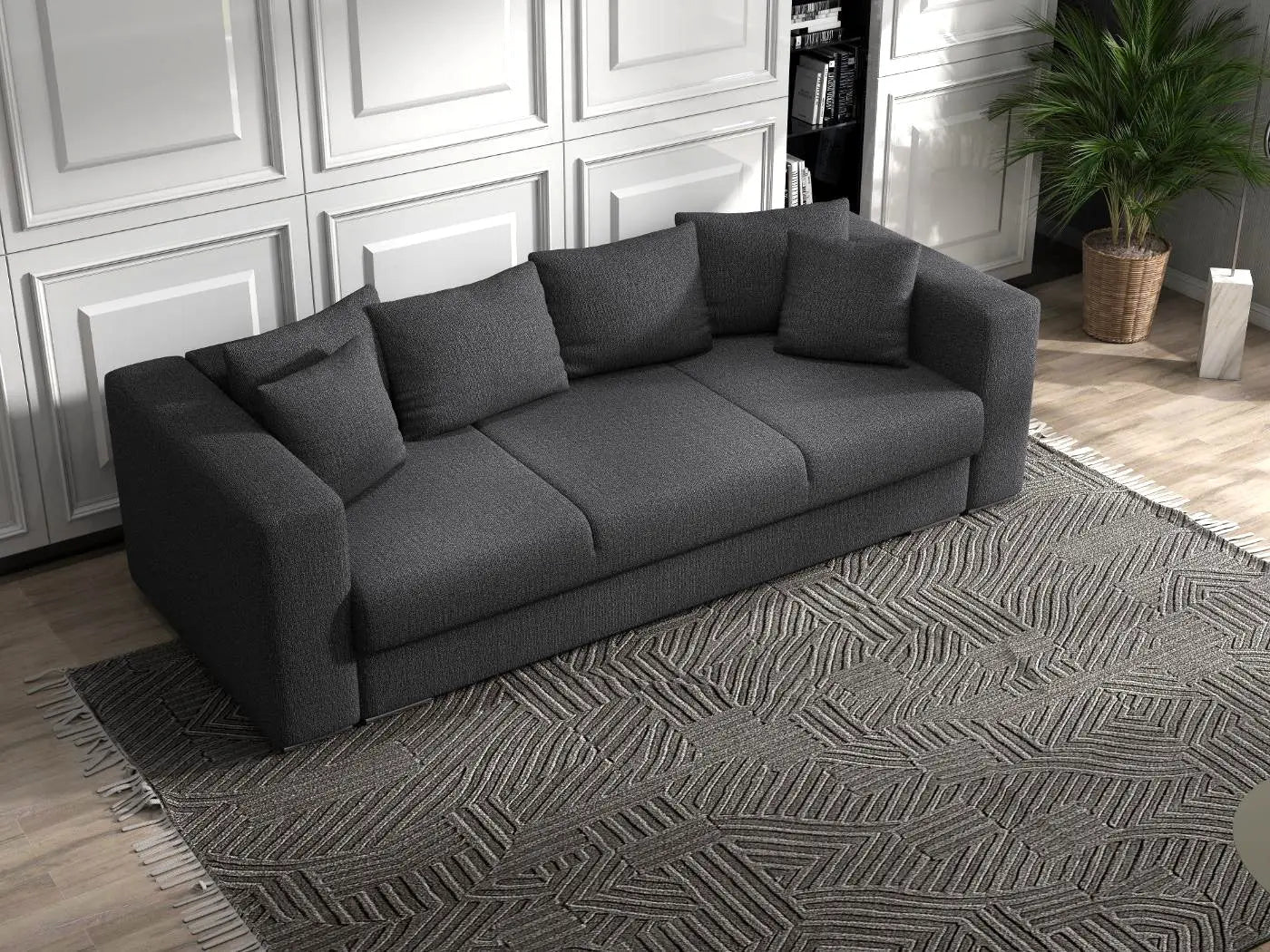 Canapea extensibilă dumonde cu ladă de depozitare si sezut confortabil din spuma HR, Gloria gri grafit 240x100 cm Fabrica