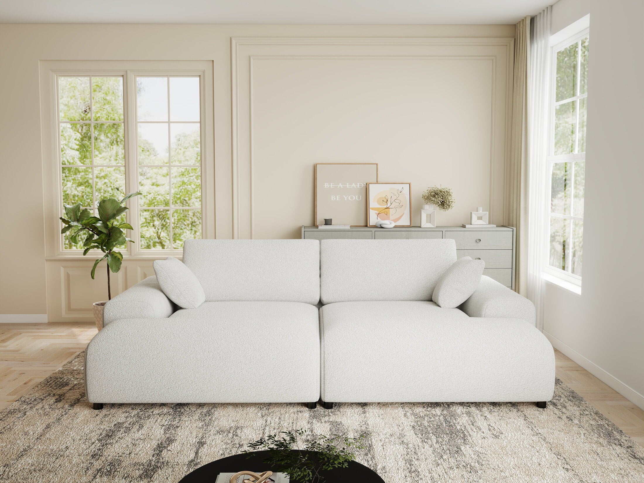 Canapea dumonde cu sezut confortabil din spuma HR, Hudson Euphoria Alb 237x144 cm