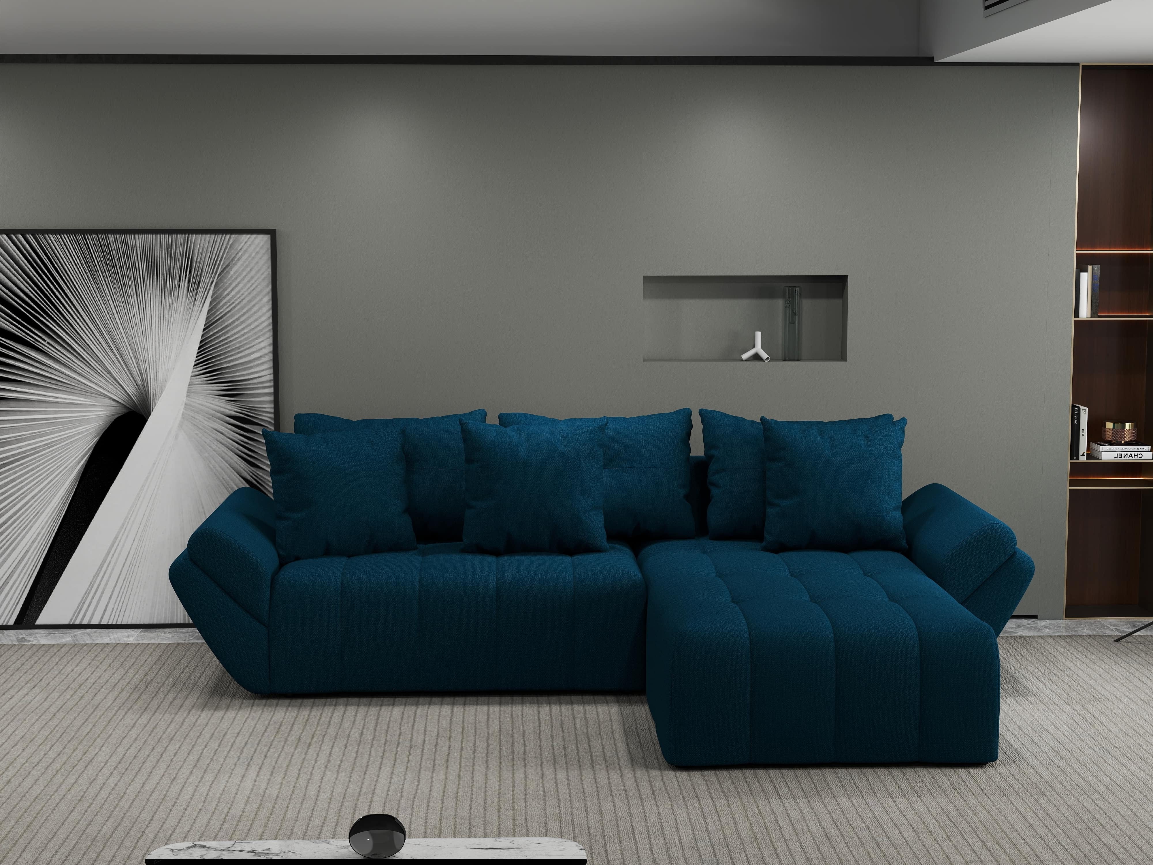 Colțar extensibil dumonde cu ladă de depozitare si sezut confortabil din spuma HR, Berlin Enjoy Petrol 280x185 cm II Fabrica