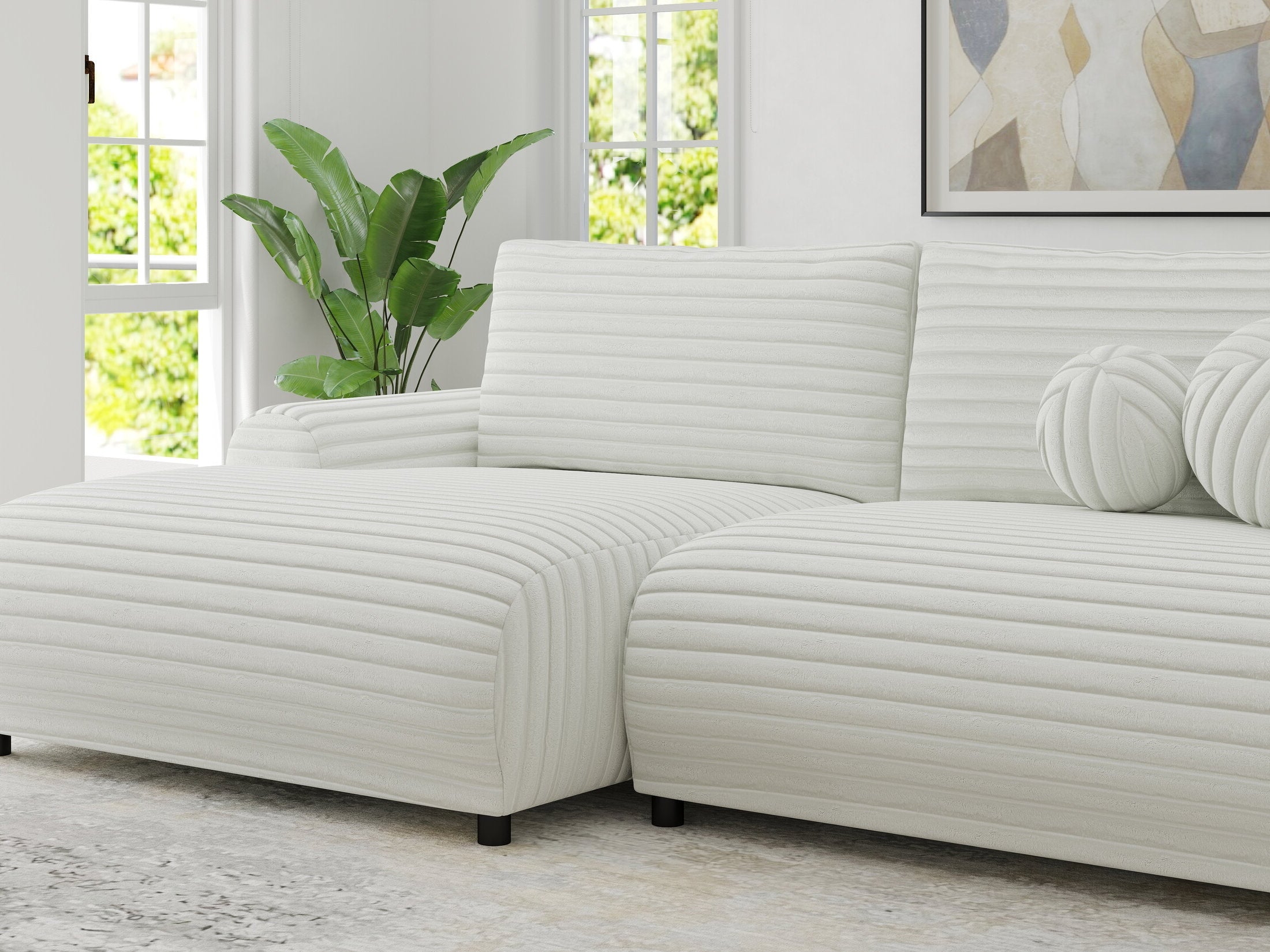 Colțar extensibil dumonde cu ladă de depozitare și șezut confortabil din spumă HR, Carlo Ambience Alb 240x145 cm