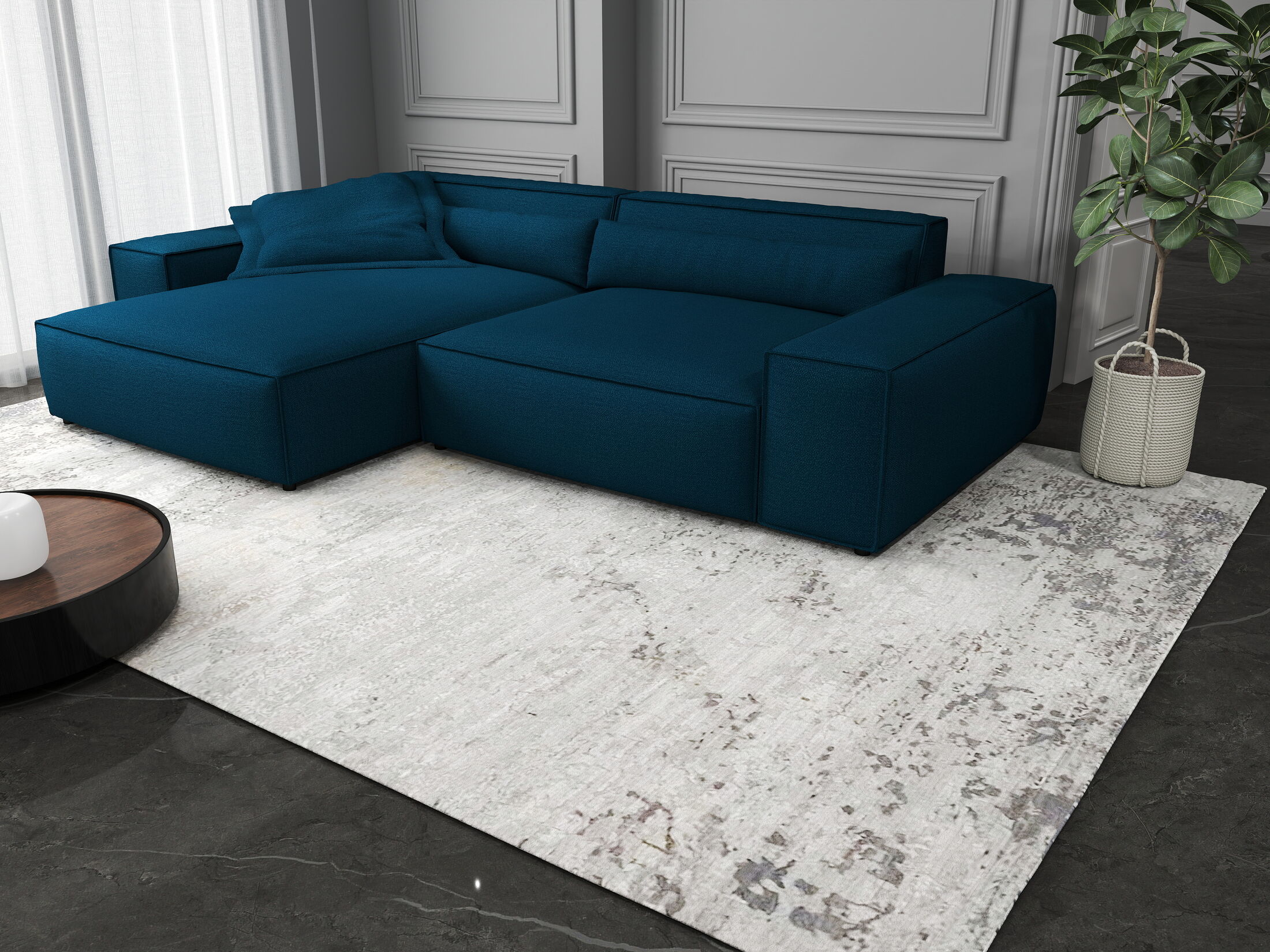 Colțar dumonde cu șezut confortabil din spumă HR, Marvelo Enjoy Verde Petrol 264x175 cm