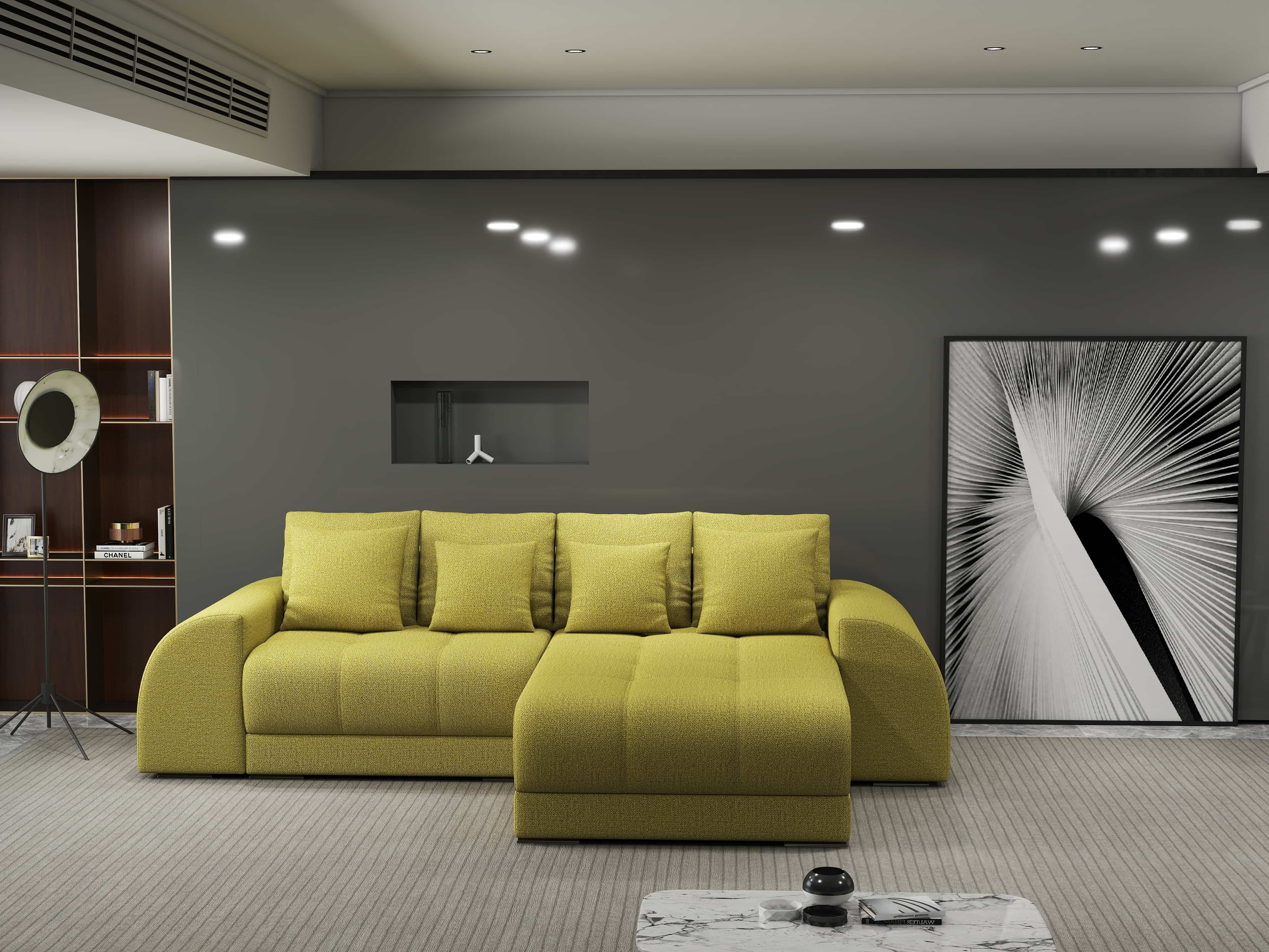 Colțar extensibil dumonde cu ladă de depozitare si sezut confortabil din spuma HR, Verona Enjoy Verde II 290x185 cm Fabrica