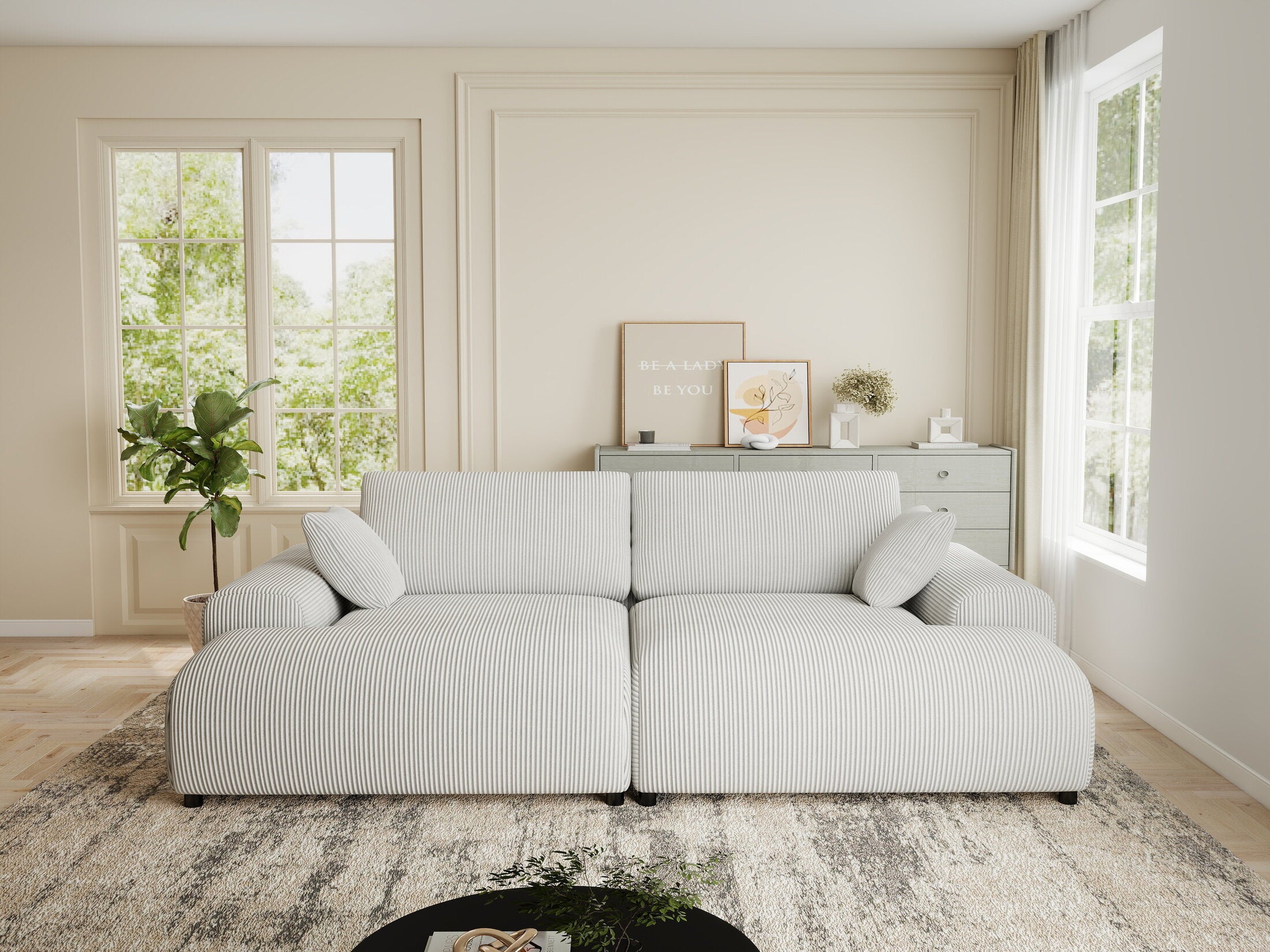 Canapea dumonde cu sezut confortabil din spuma HR, Hudson Zoom Gri 237x144 cm