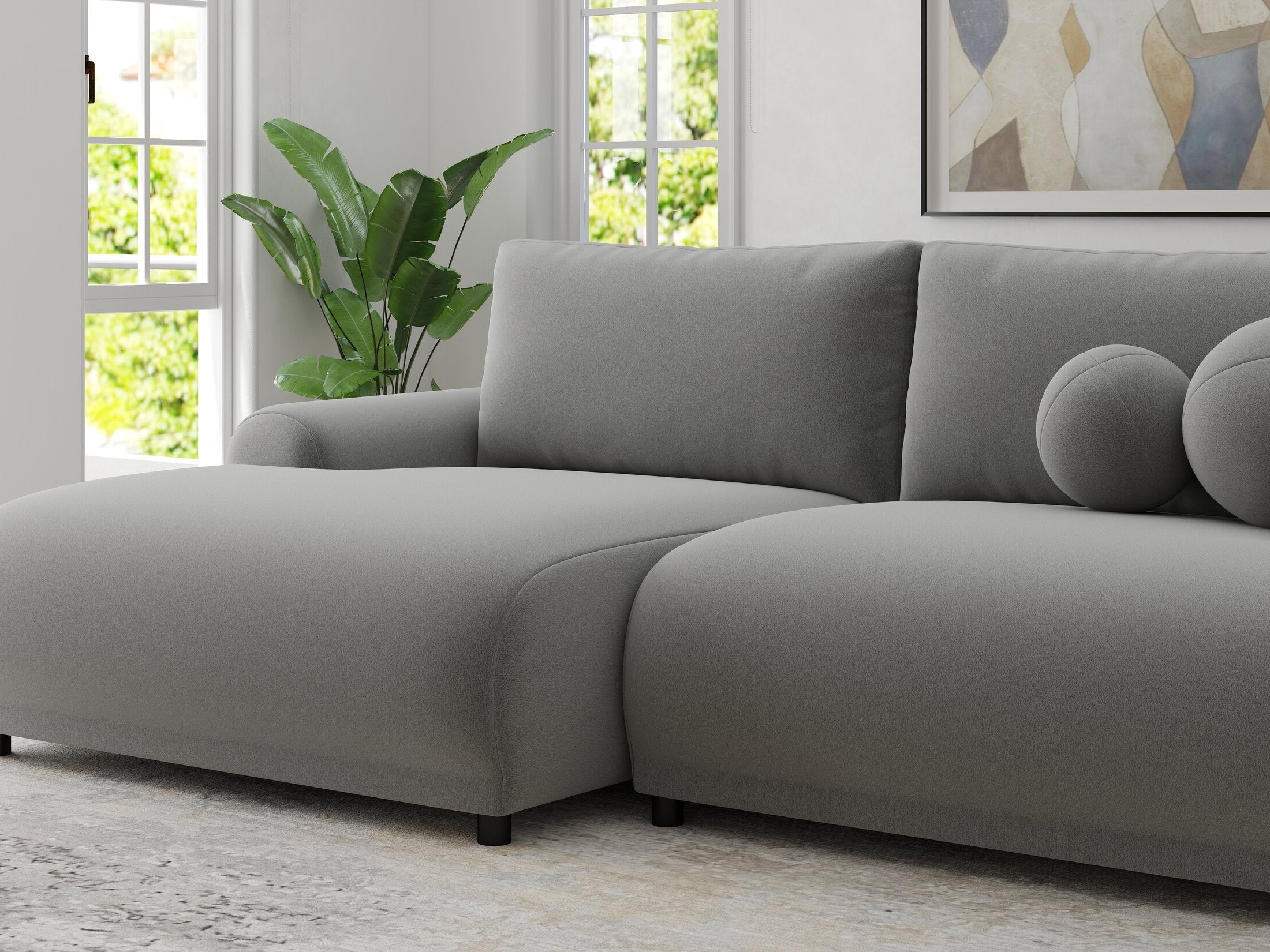 Colțar extensibil dumonde cu ladă de depozitare și șezut confortabil din spumă HR, Carlo Royal Gri 240x145 cm