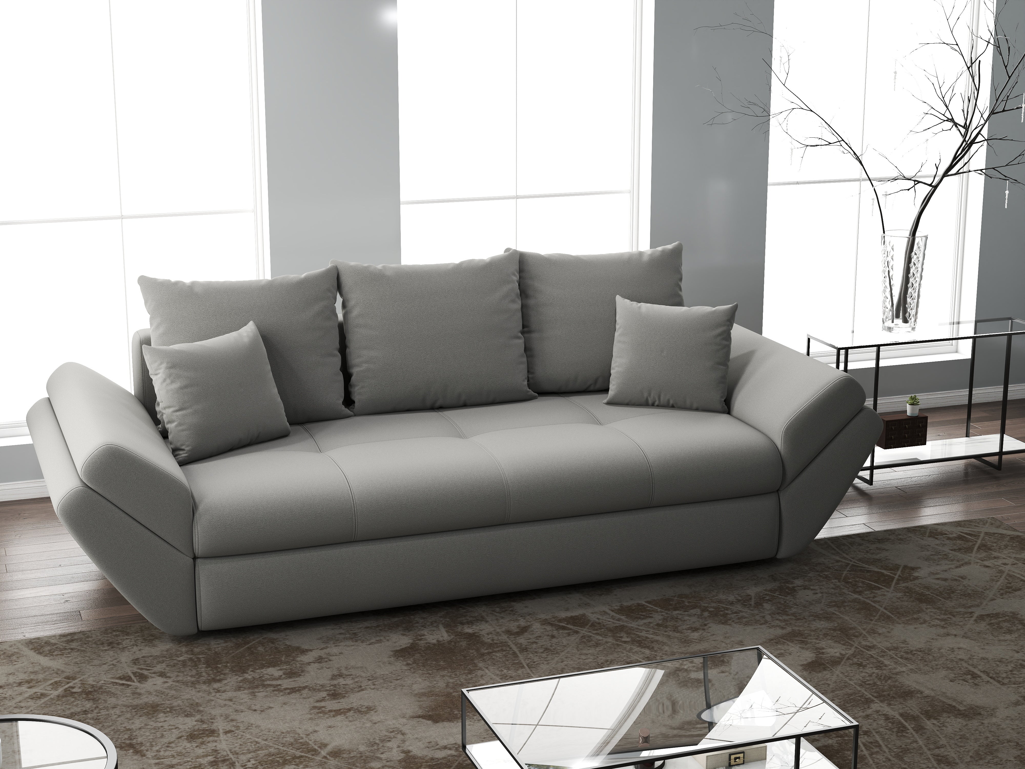 Canapea extensibilă dumonde cu ladă de depozitare si sezut confortabil din spuma HR, Loana Royal Grey 250x100 cm Fabrica