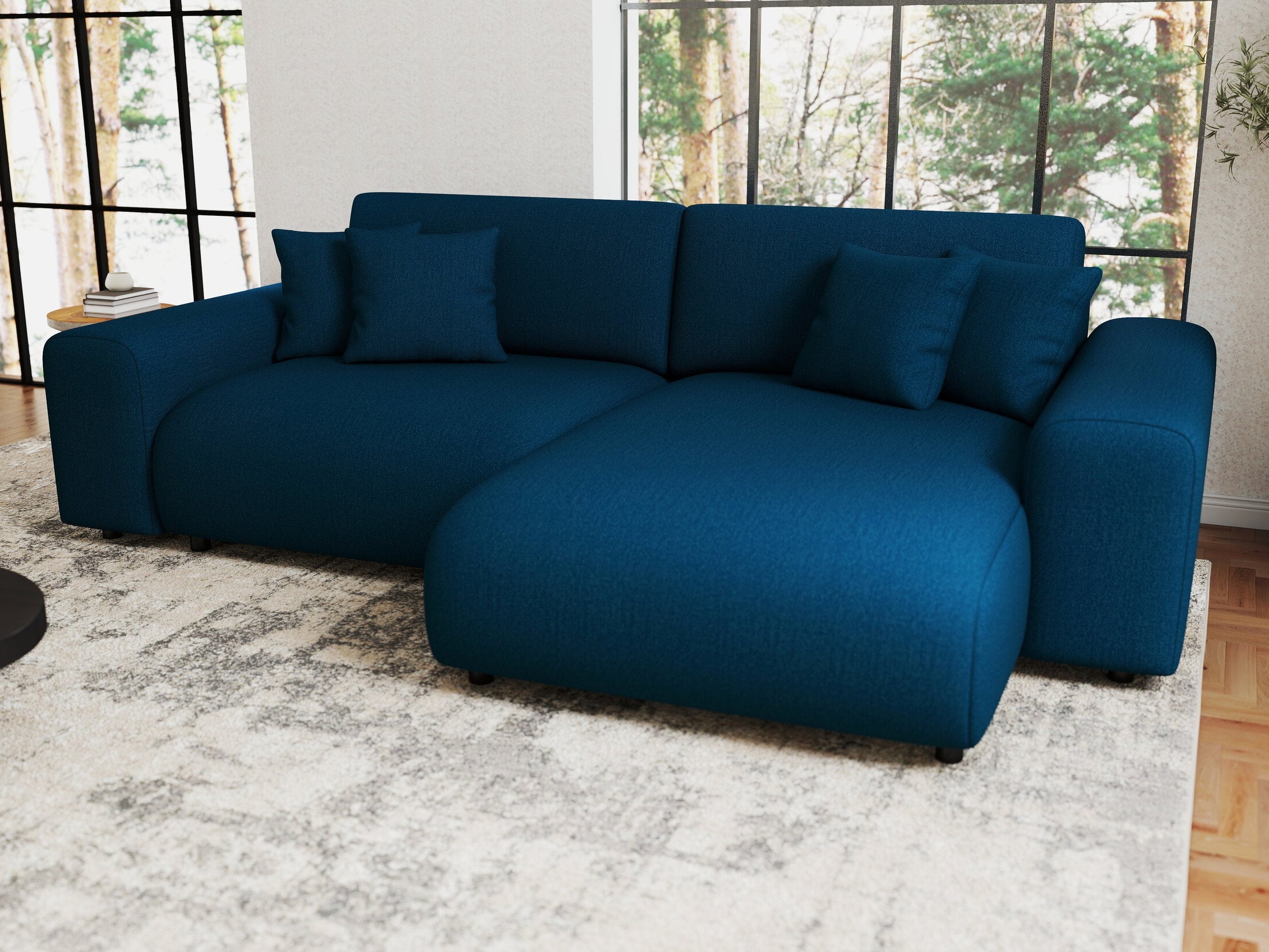 Colțar extensibil dumonde cu ladă de depozitare si sezut confortabil din spuma HR, Sarina Enjoy Verde Petrol 255x168 cm II