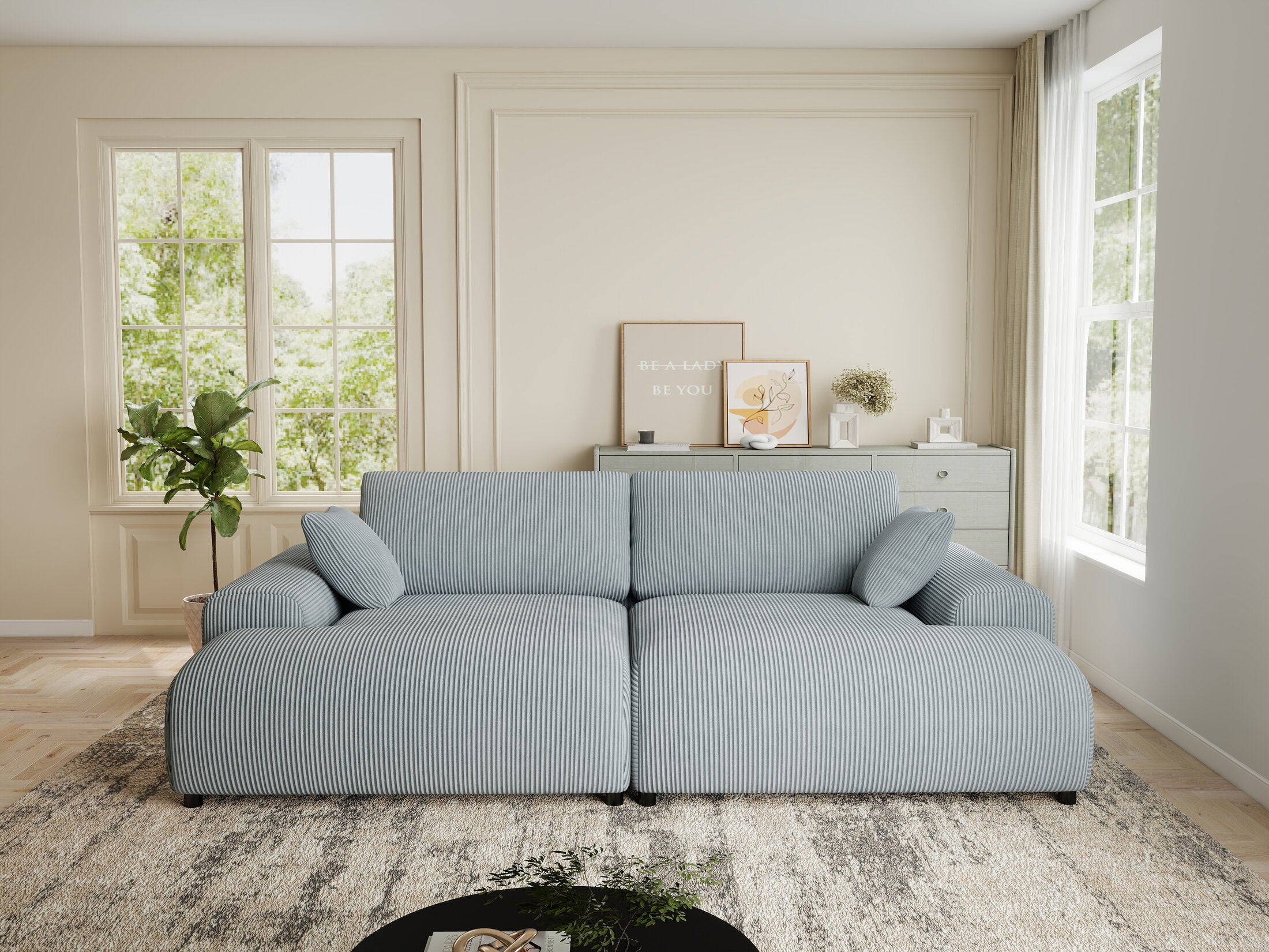 Canapea dumonde cu sezut confortabil din spuma HR, Hudson Zoom Gri Mint 237x144 cm