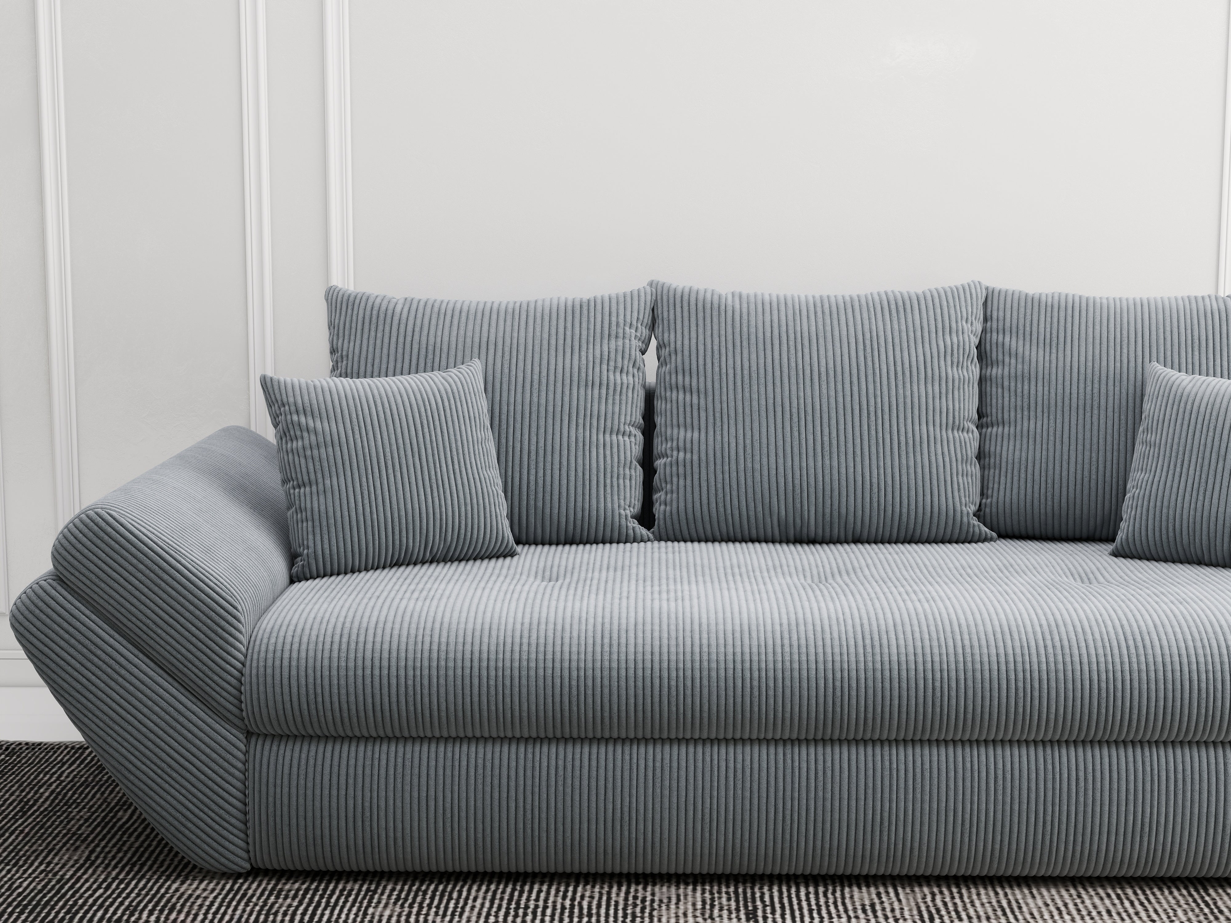 Canapea extensibilă dumonde cu ladă de depozitare si sezut confortabil din spuma HR, Loana Zoom Grey 250x100 cm Fabrica