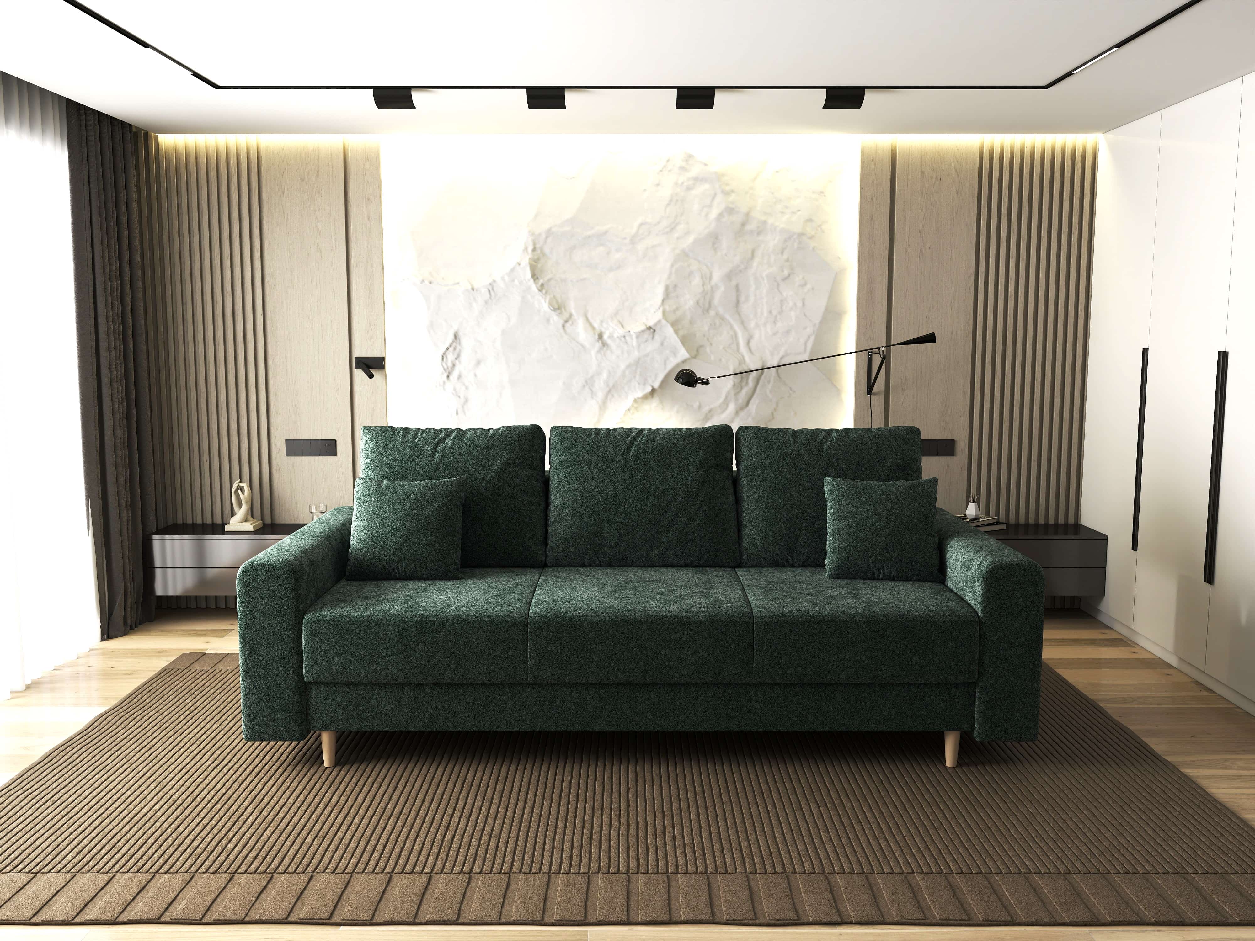 Canapea extensibilă dumonde cu ladă de depozitare si sezut confortabil din spuma HR, Kronos Euphoria Verde 210x100 cm fabrica