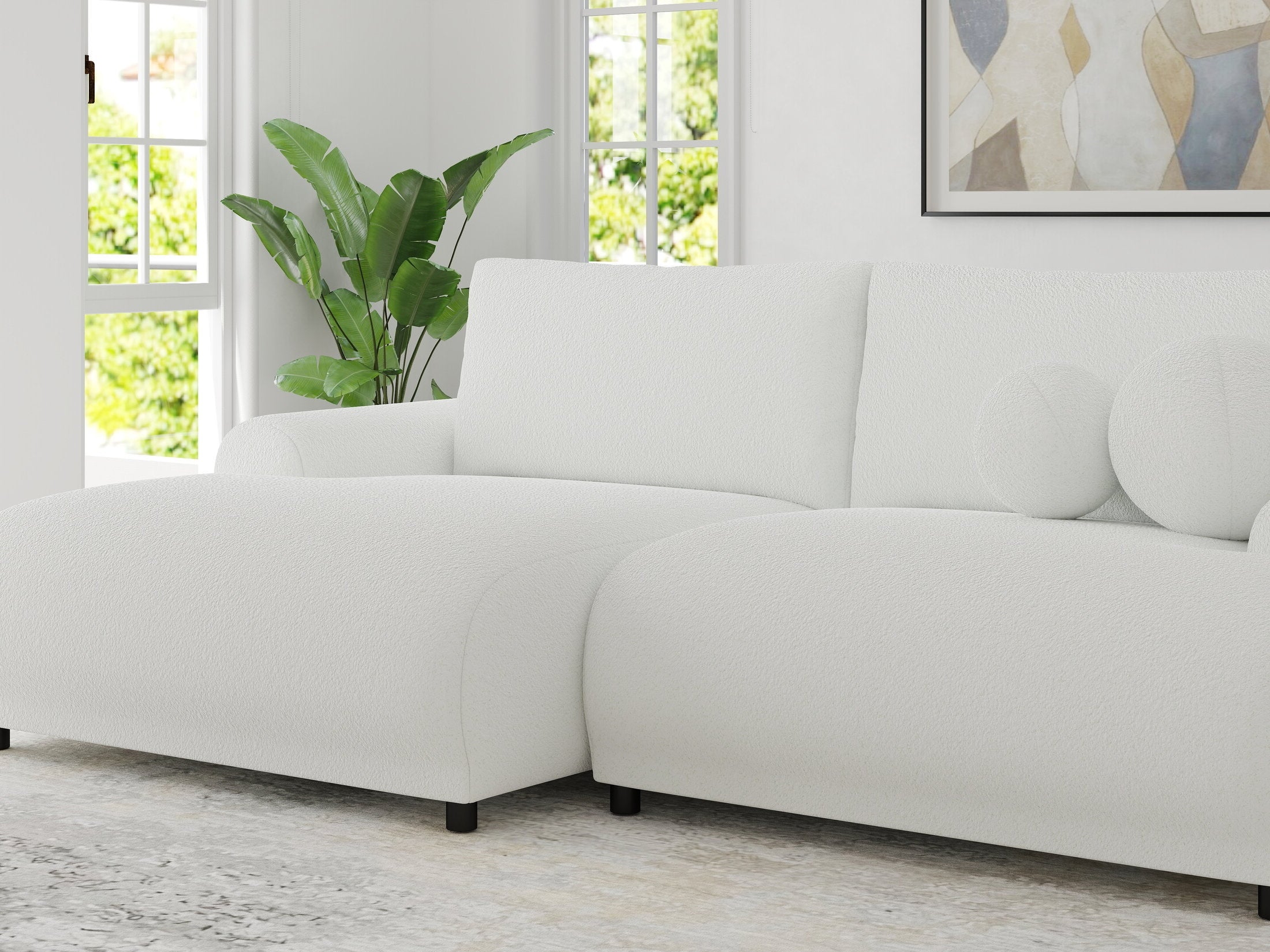 Colțar extensibil dumonde cu ladă de depozitare și șezut confortabil din spumă HR, Carlo Euphoria Alb 240x145 cm