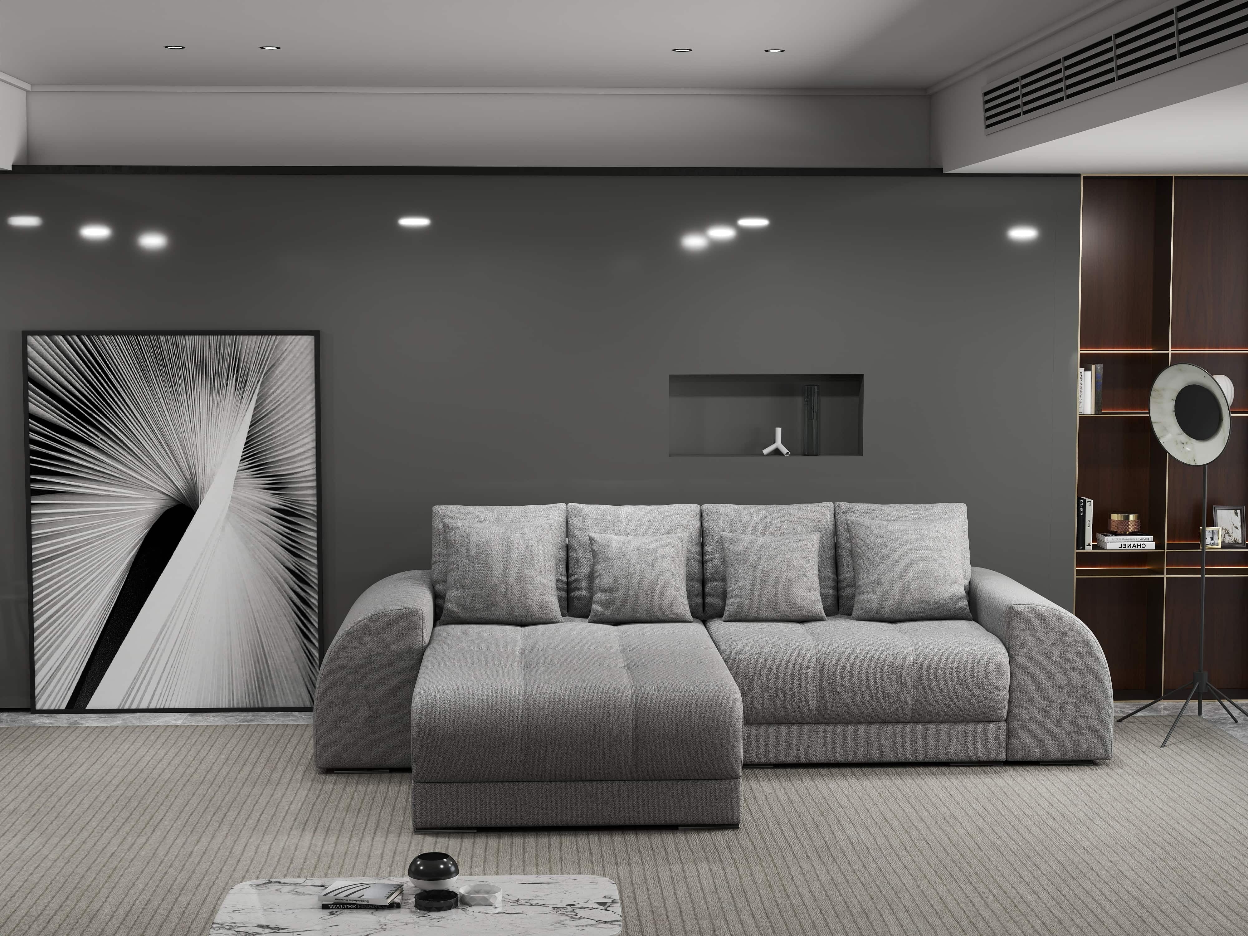 Colțar extensibil dumonde cu ladă de depozitare si sezut confortabil din spuma HR, Verona Enjoy Gri 290x185 cm Fabrica