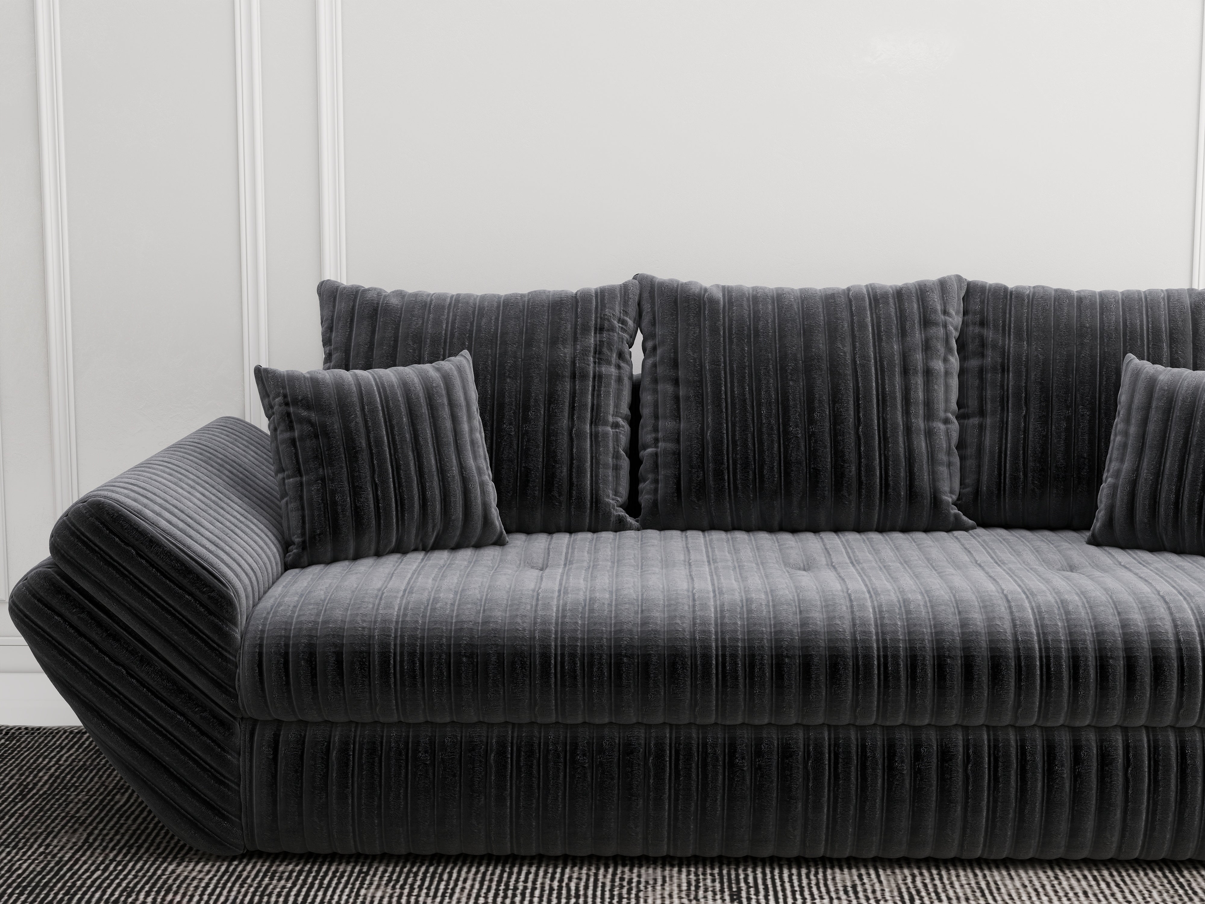 Canapea extensibilă dumonde cu ladă de depozitare si sezut confortabil din spuma HR, Loana Ambience Grey 250x100 cm Fabrica