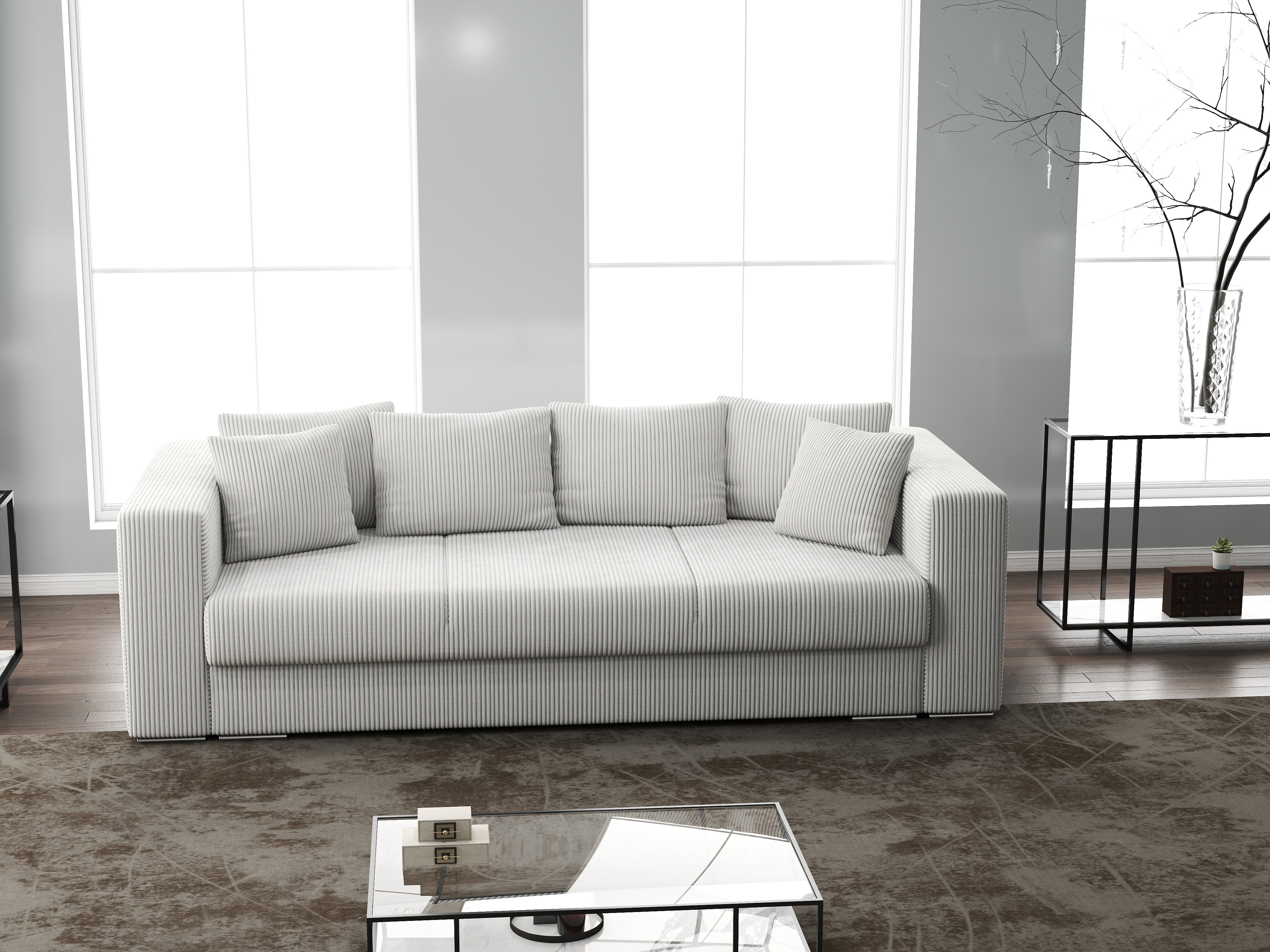 Canapea extensibilă dumonde cu ladă de depozitare si sezut confortabil din spuma HR, Gloria Zoom Grey 240x100 cm Fabrica
