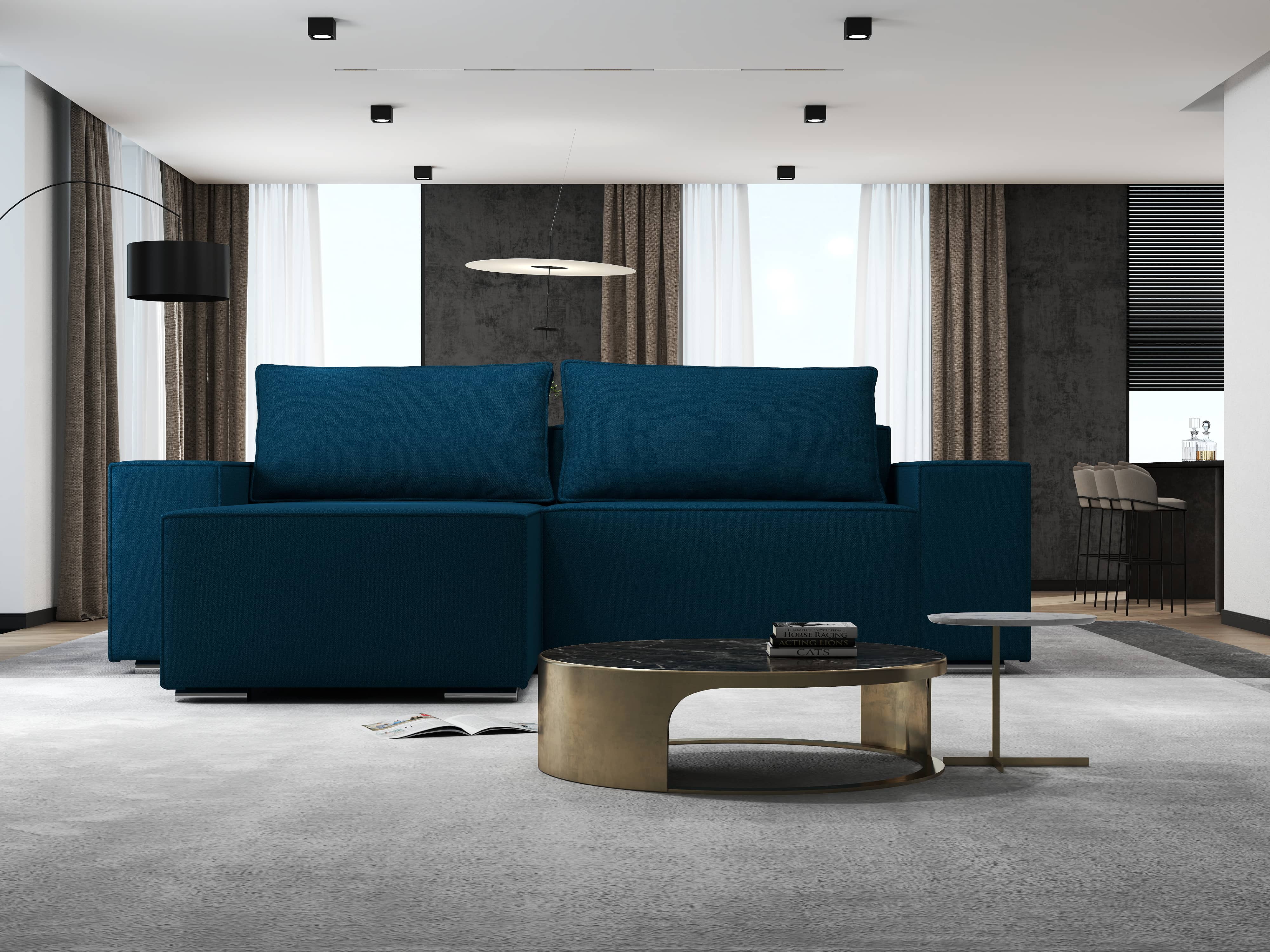 Colțar extensibil dumonde cu ladă de depozitare si sezut confortabil din spuma HR, Dream Enjoy Petrol 290x185 cm Fabrica