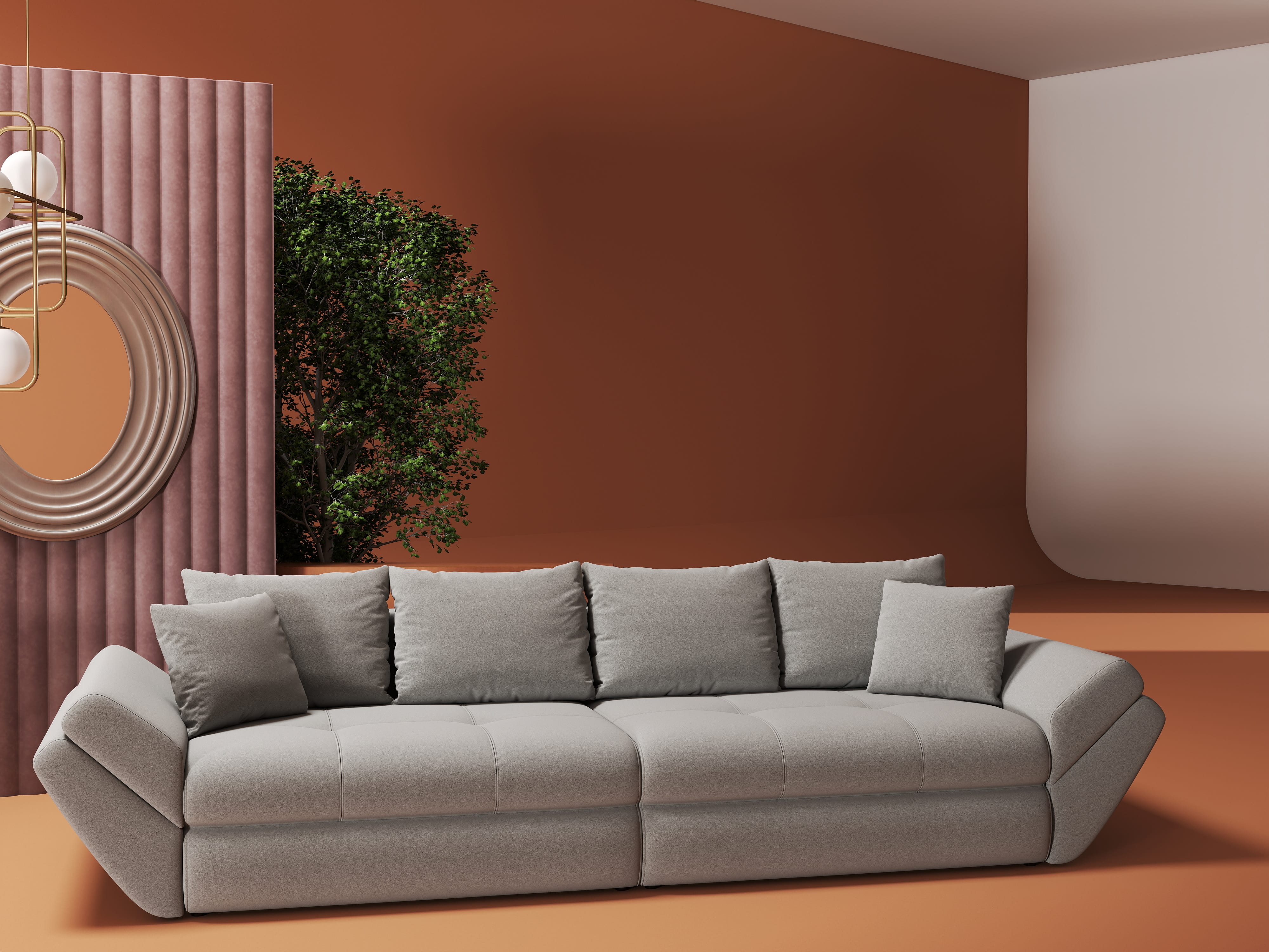 Canapea extensibilă dumonde cu ladă de depozitare si sezut confortabil din spuma HR, Loana Royal Gri 300x100 cm Fabrica