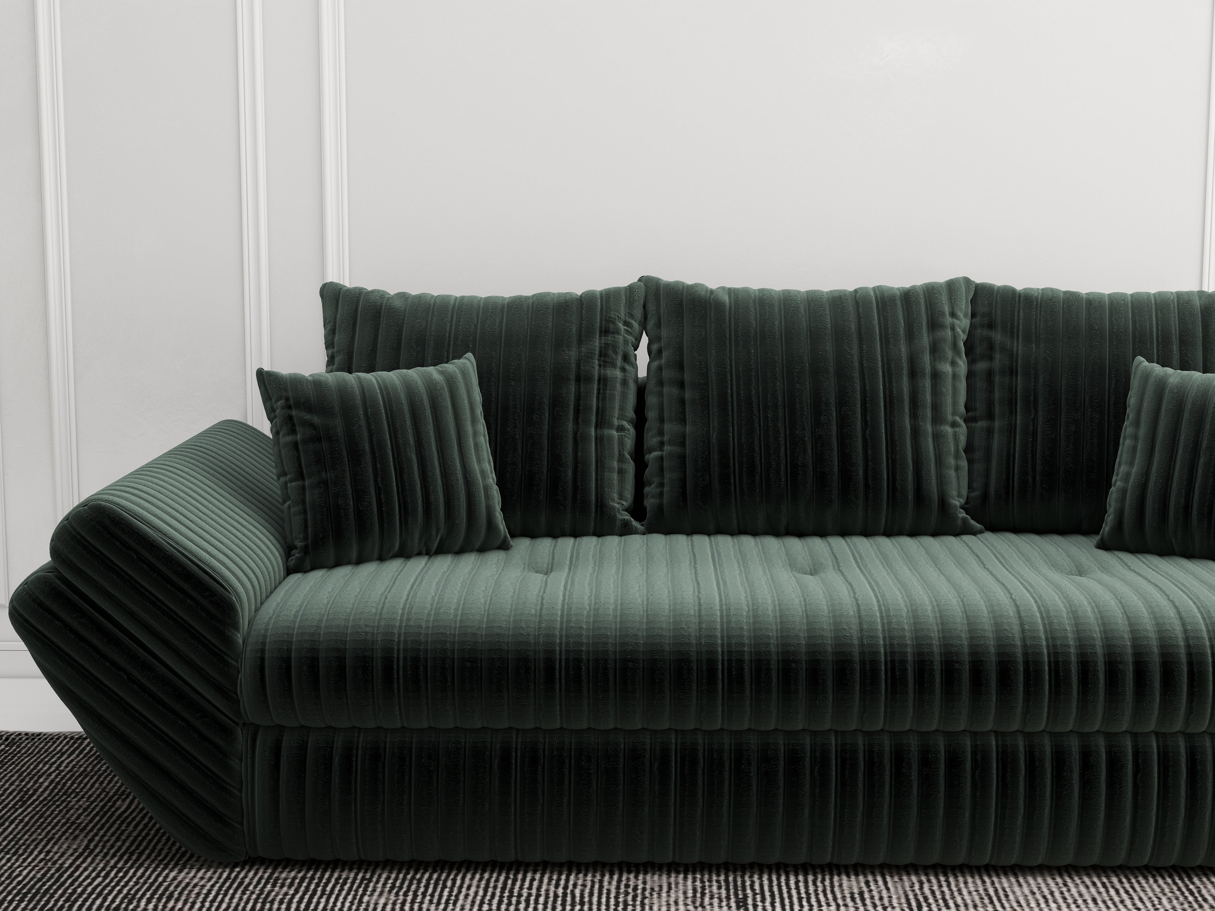 Canapea extensibilă dumonde cu ladă de depozitare si sezut confortabil din spuma HR, Loana Ambience Green 250x100 cm Fabrica