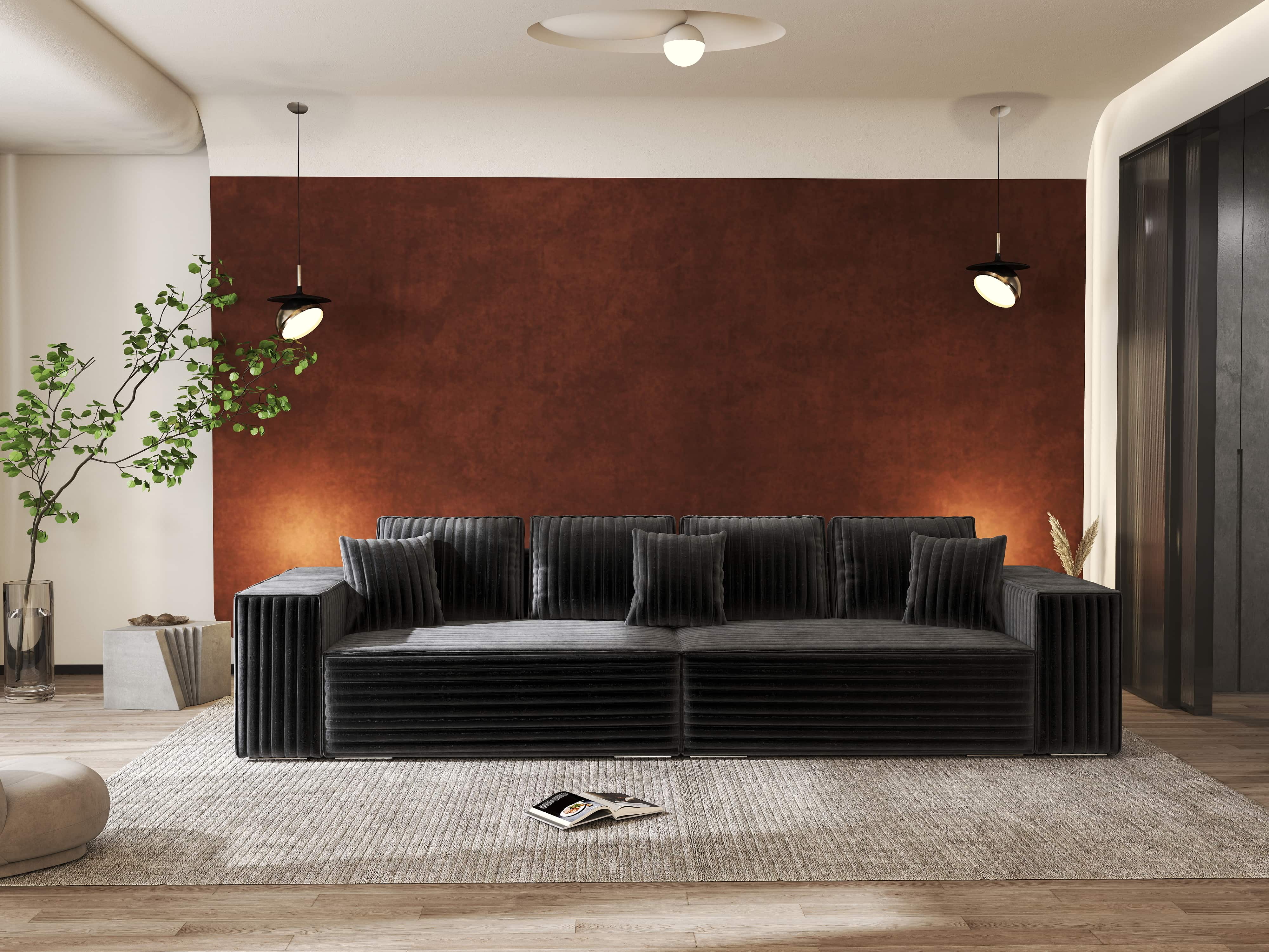 Canapea extensibilă dumonde cu ladă de depozitare si sezut confortabil din spuma HR, Dream Ambience Gri 310x100 cm Fabrica