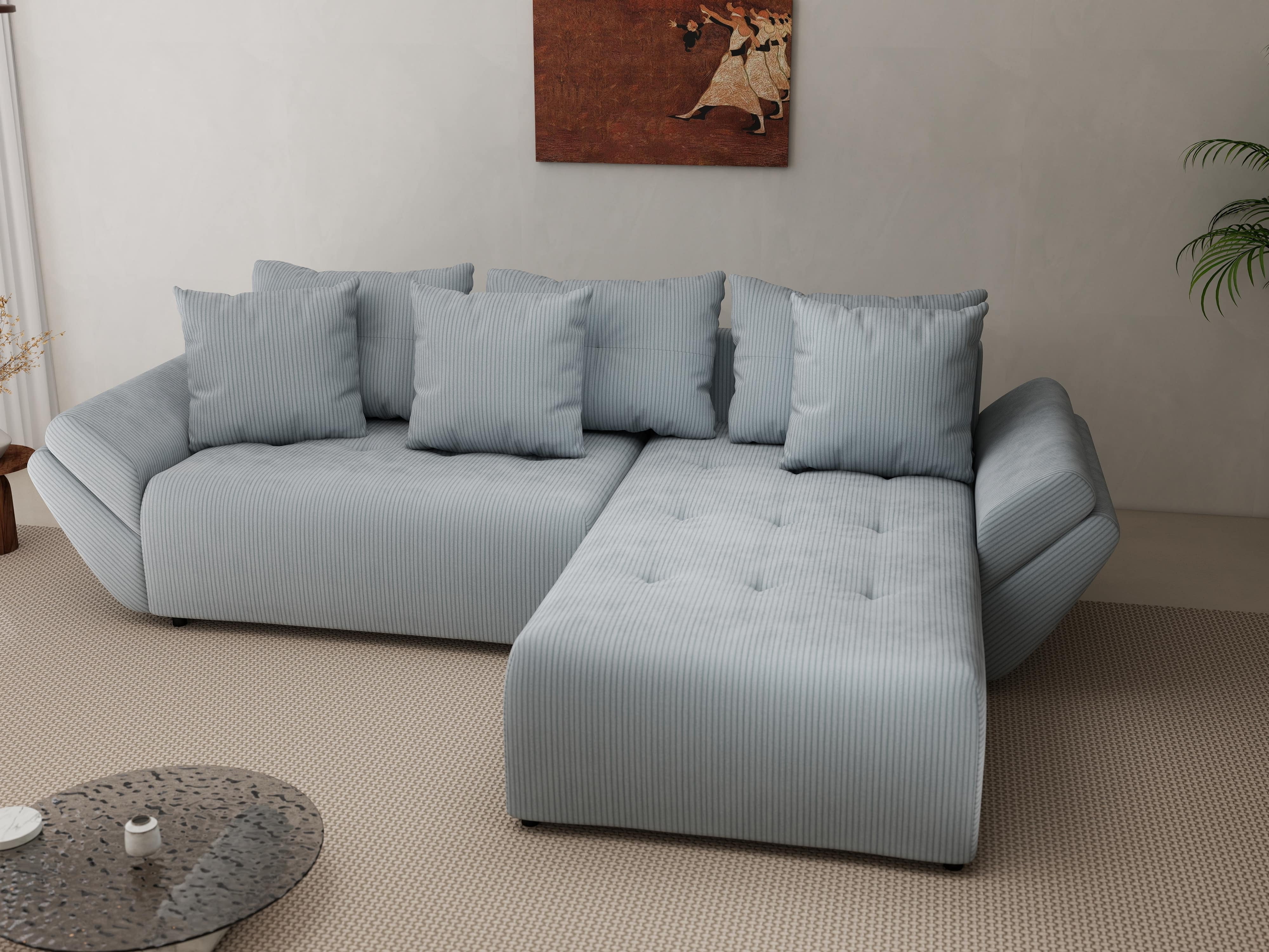 Colțar extensibil dumonde cu ladă de depozitare si sezut confortabil din spuma HR, Berlin Zoom Grey 280x185 cm II Fabrica